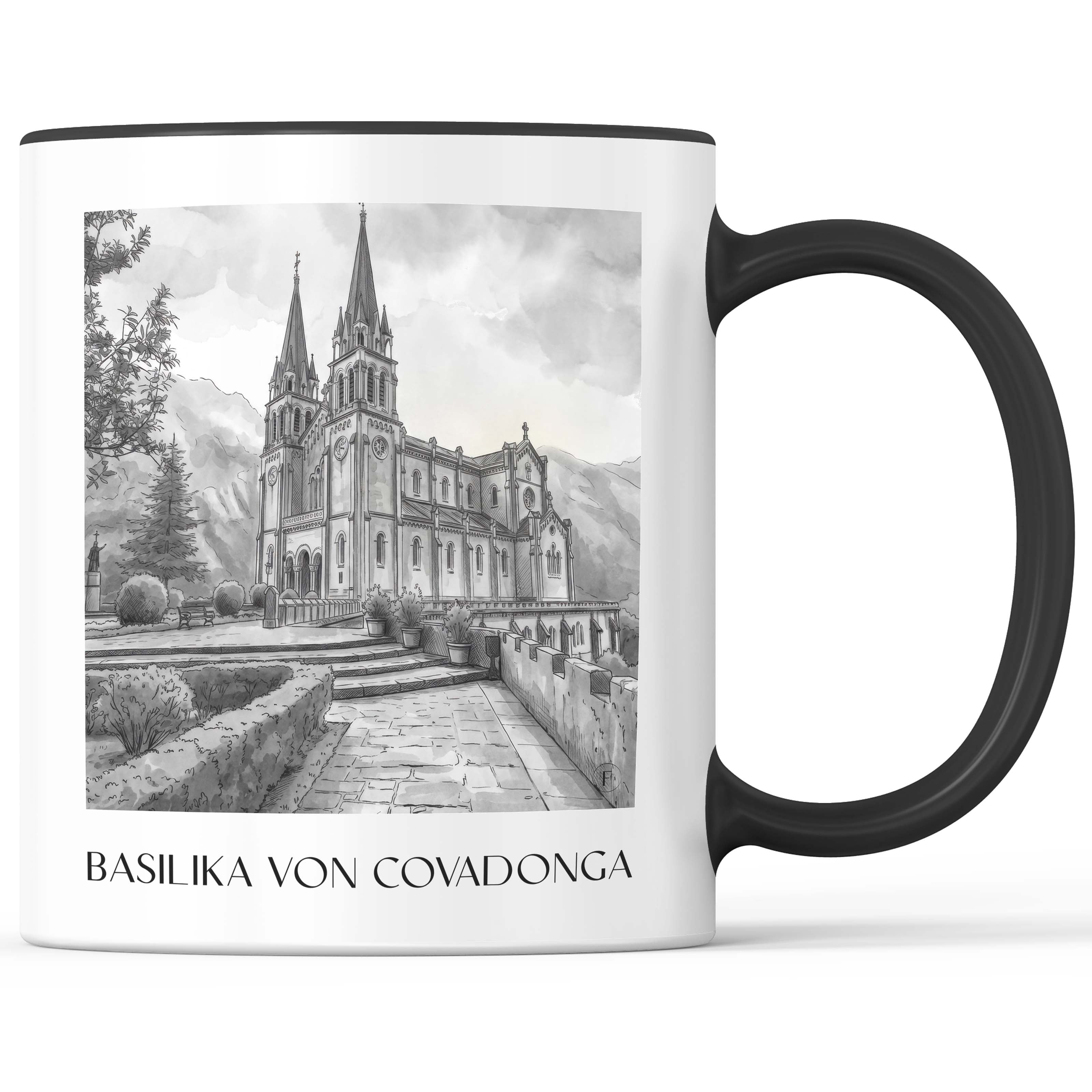basilika-von-covadonga-spanien-spanien-kaffeebecher-aquarell-schwarz-weiss