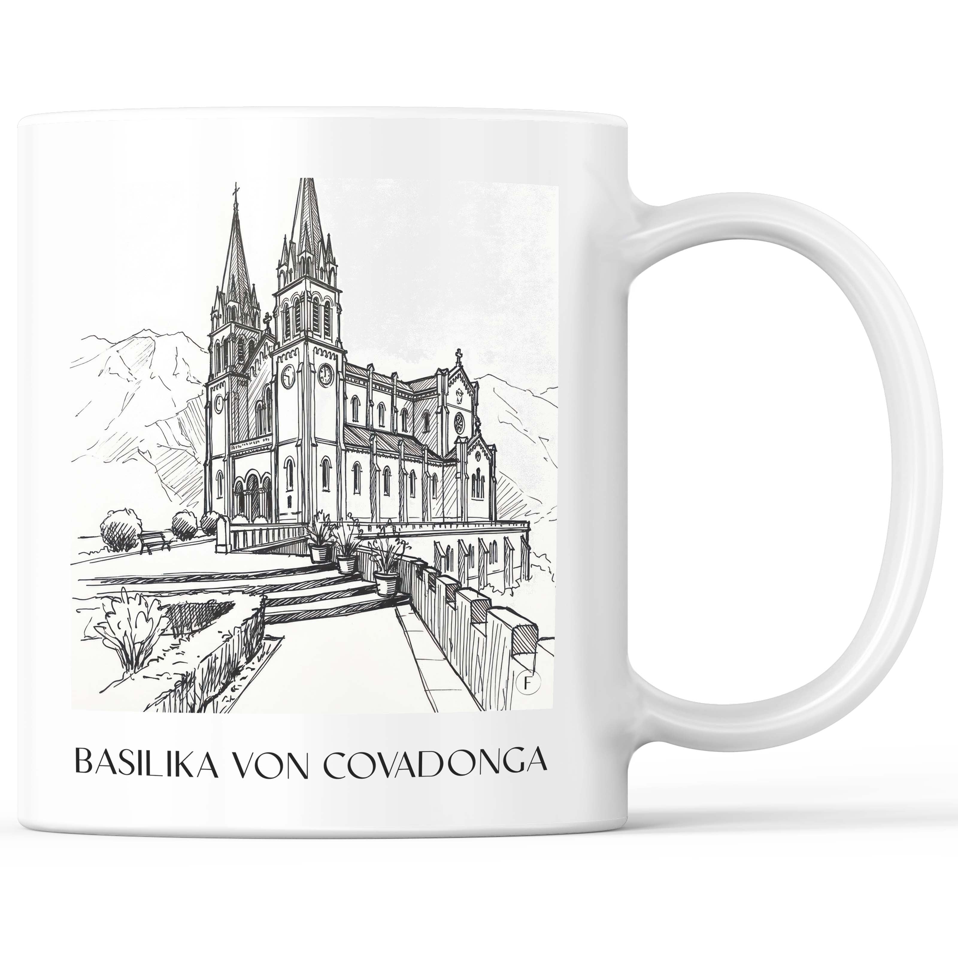 Basilika von Covadonga Kaffeebecher - Spanien - Spanien Becher - Kaffeetasse im Skizze Stil - favplace