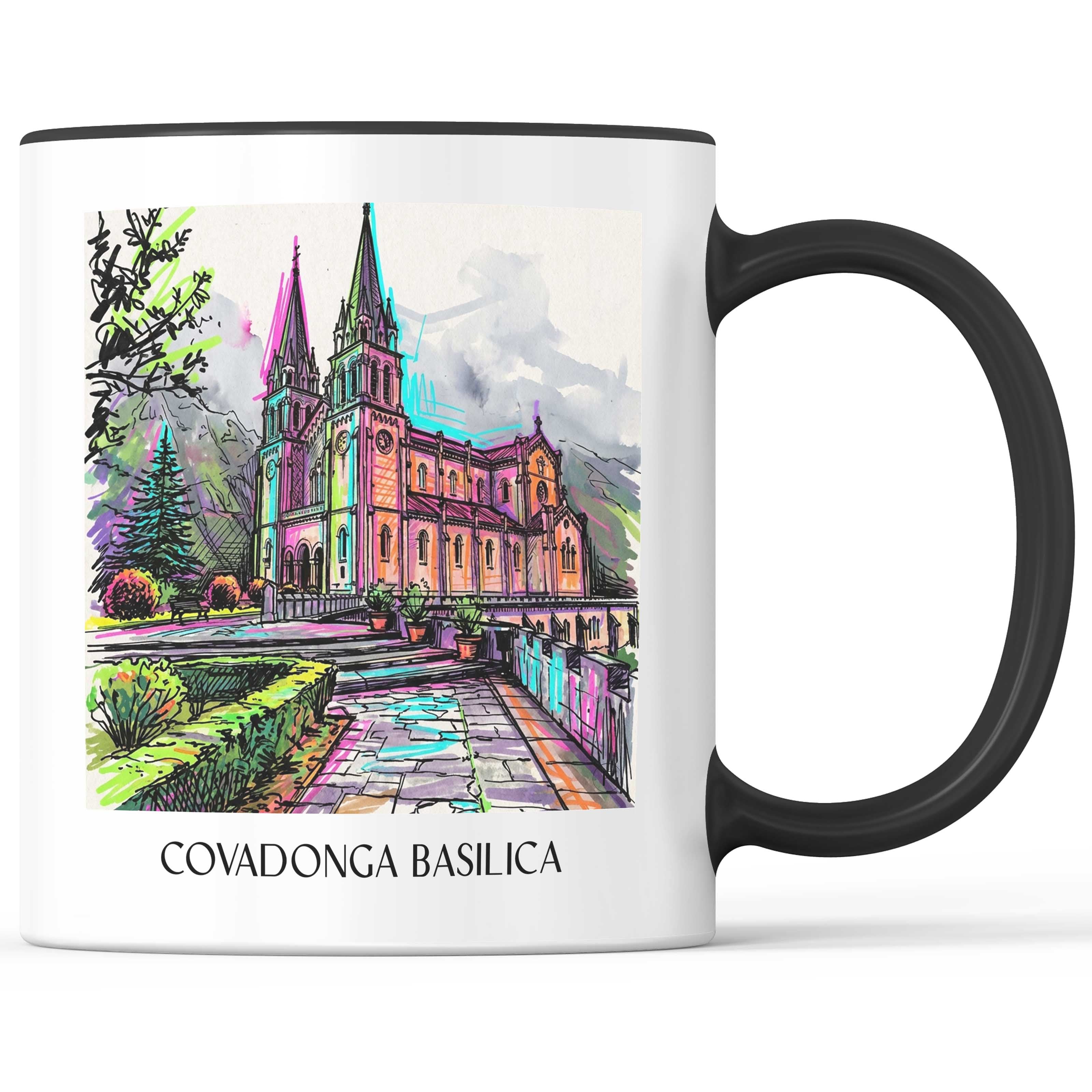 Basilika von Covadonga Kaffeebecher - Spanien - Spanien Becher - Kaffeetasse im Tag Graffiti Stil - favplace