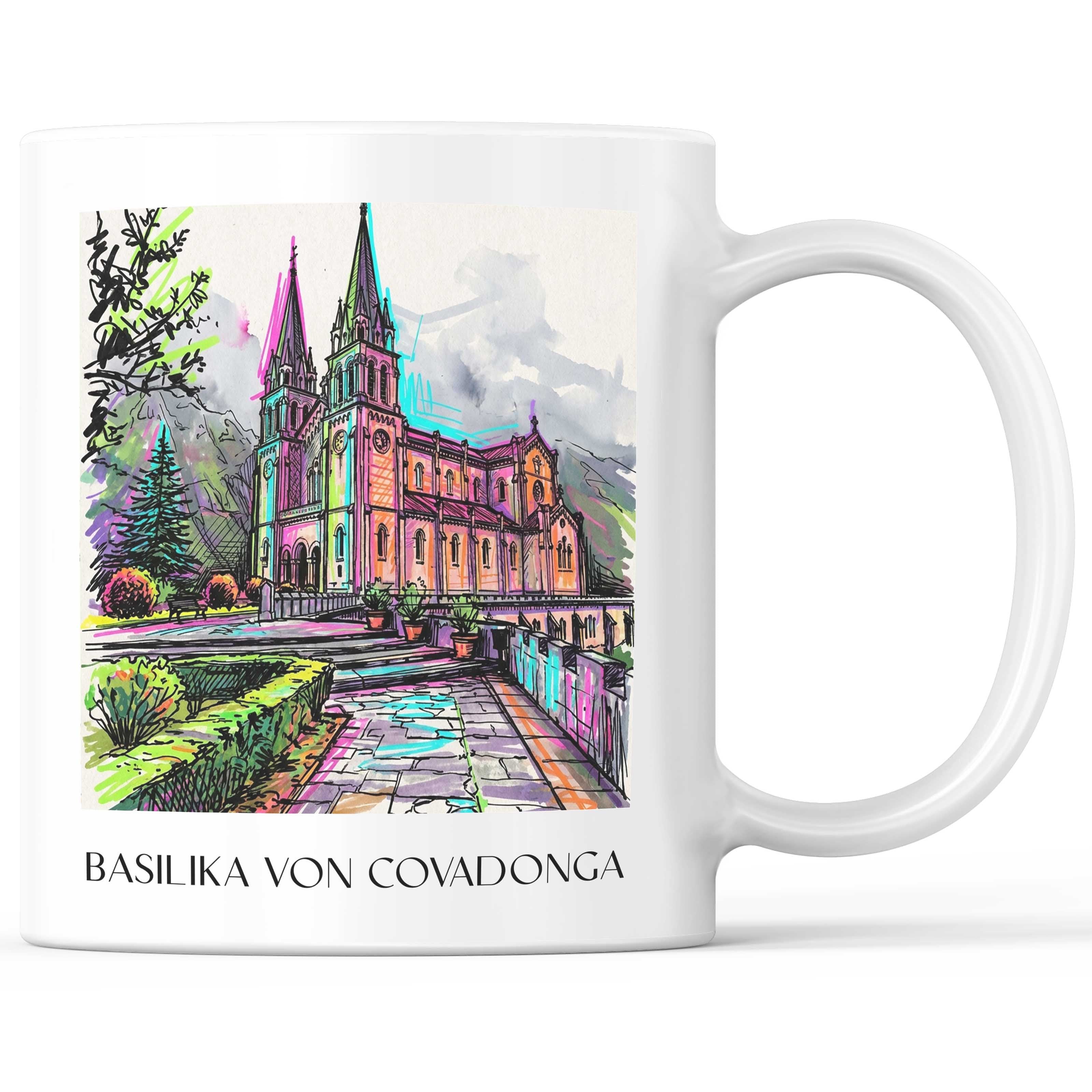 Basilika von Covadonga Kaffeebecher - Spanien - Spanien Becher - Kaffeetasse im Tag Graffiti Stil - favplace