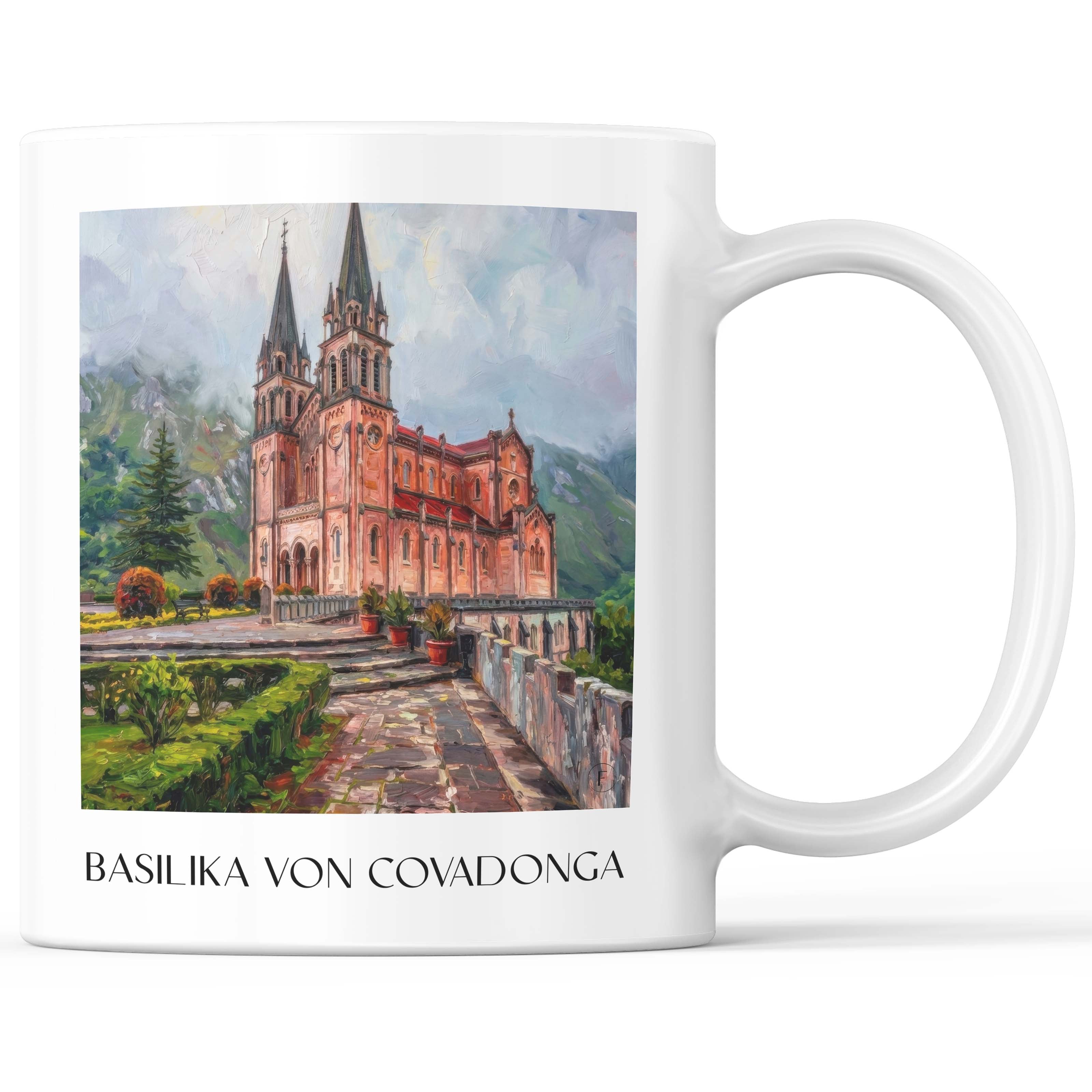 Basilika von Covadonga Kaffeebecher - Spanien - Spanien Becher - Kaffeetasse im Ölgemälde Stil - favplace