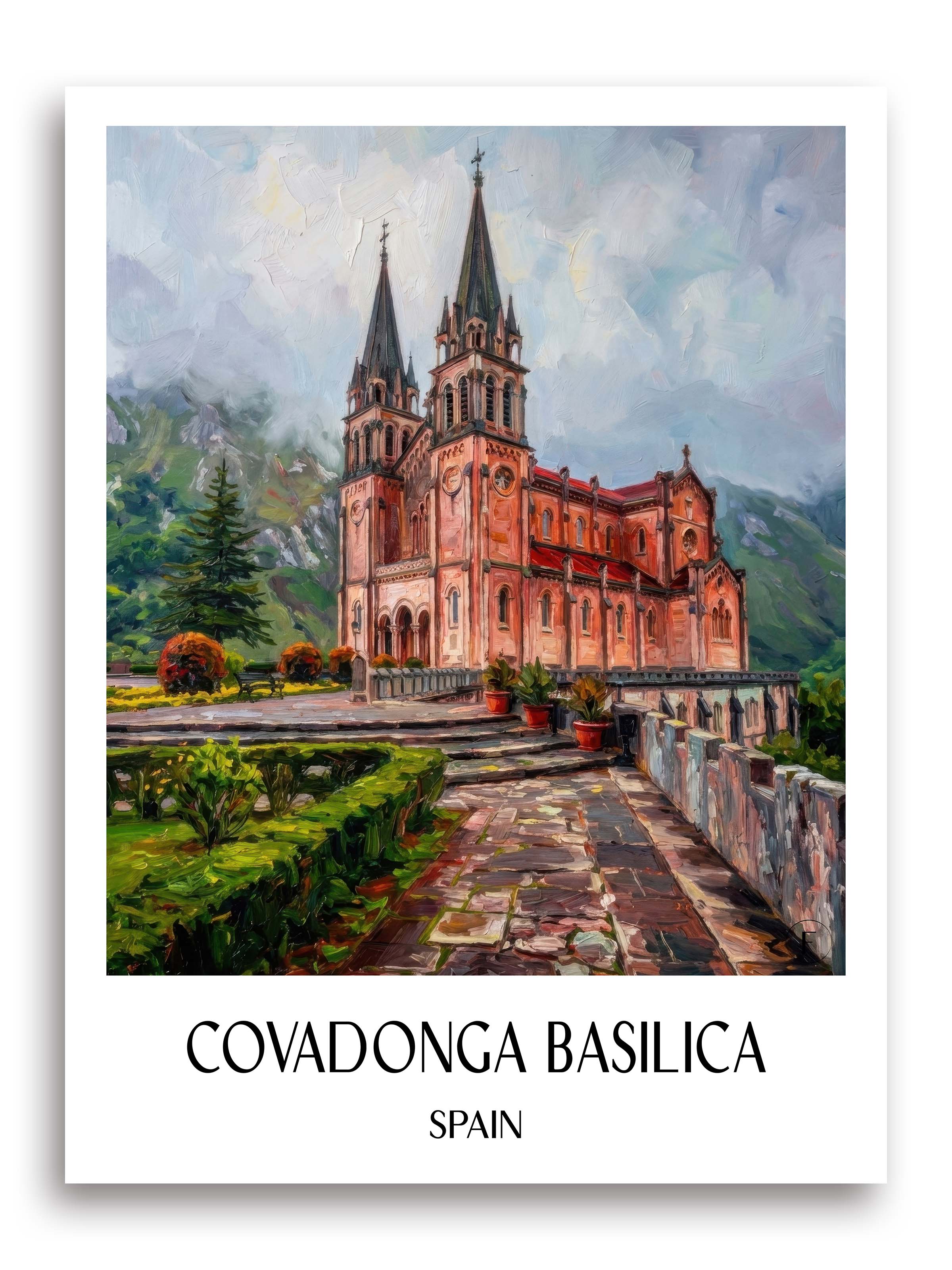 Basilika von Covadonga Poster - Spanien - Spanien Kunstdruck - Ölgemälde von A4 bis A1 - favplace