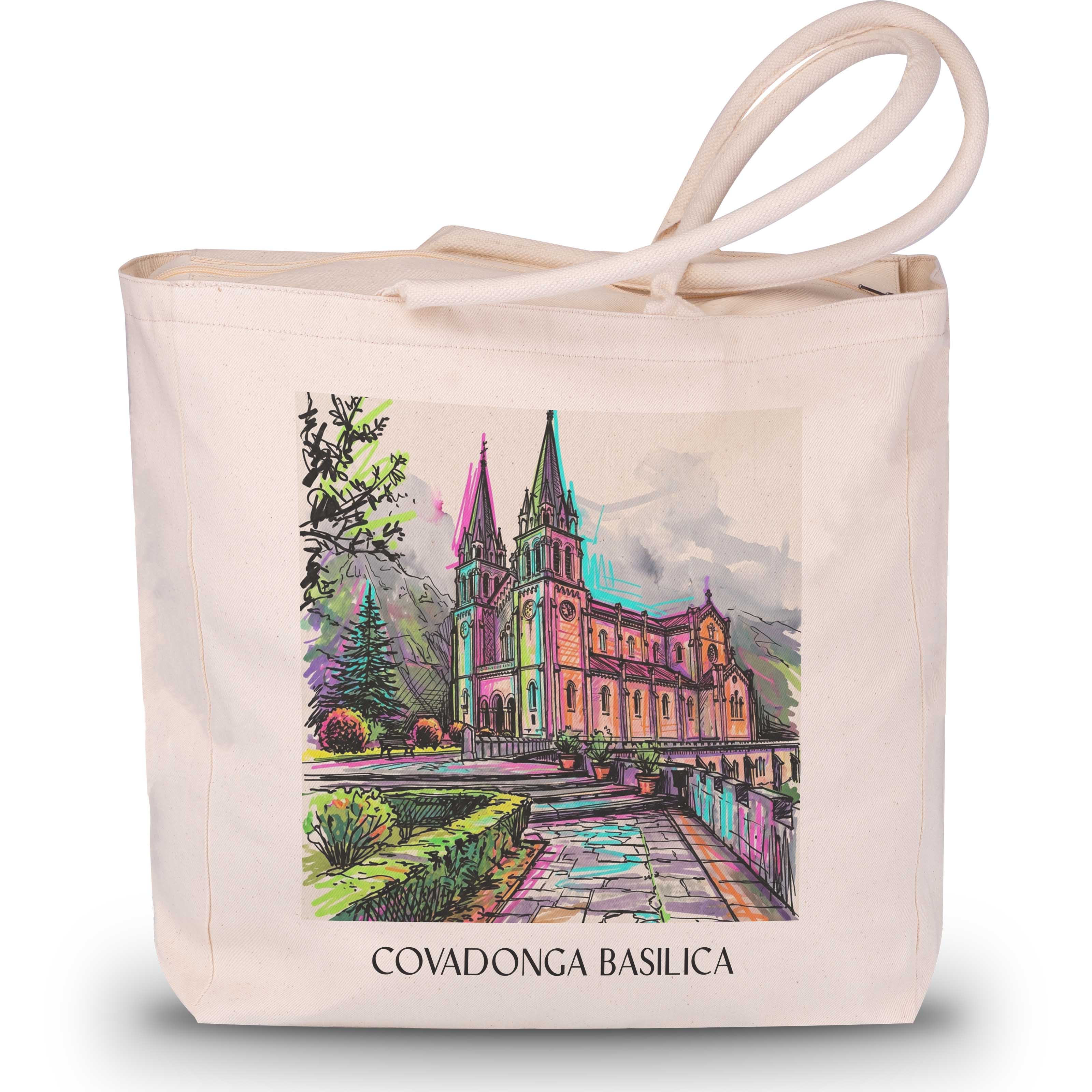 Basilika von Covadonga Shopping Tasche - Spanien - Spanien und Spanien Tote Bag - Einkaufstasche im Tag Graffiti Stil - favplace