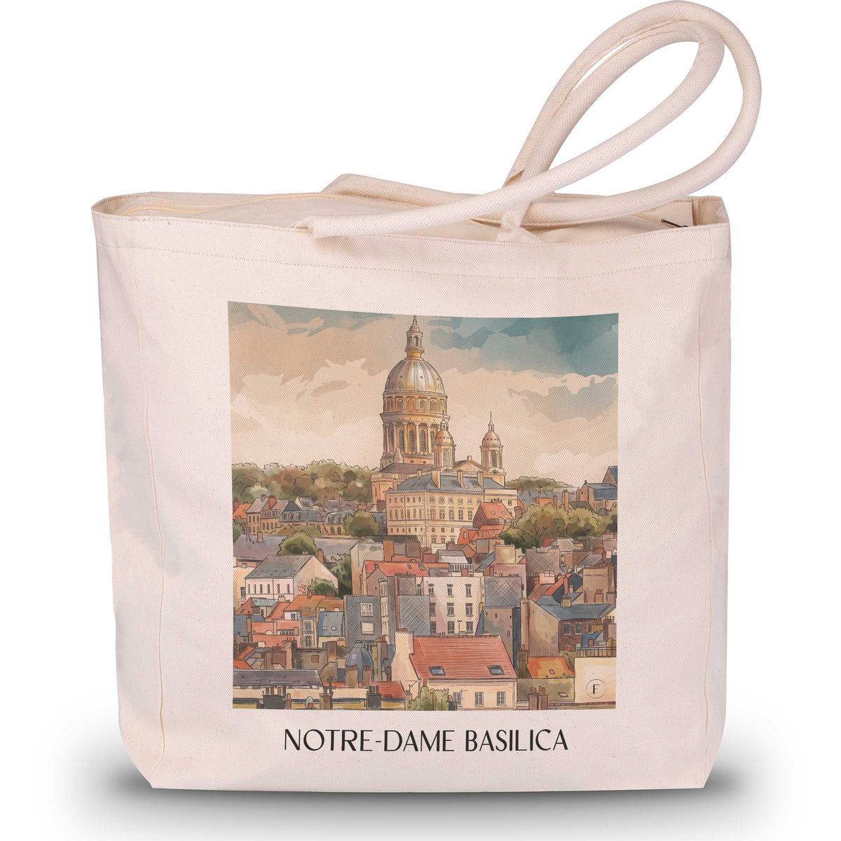 Basilique Notre-Dame Shopping Tasche - Boulogne-sur-Mer - Frankreich Tote Bag - Einkaufstasche im Aquarell Stil - favplace