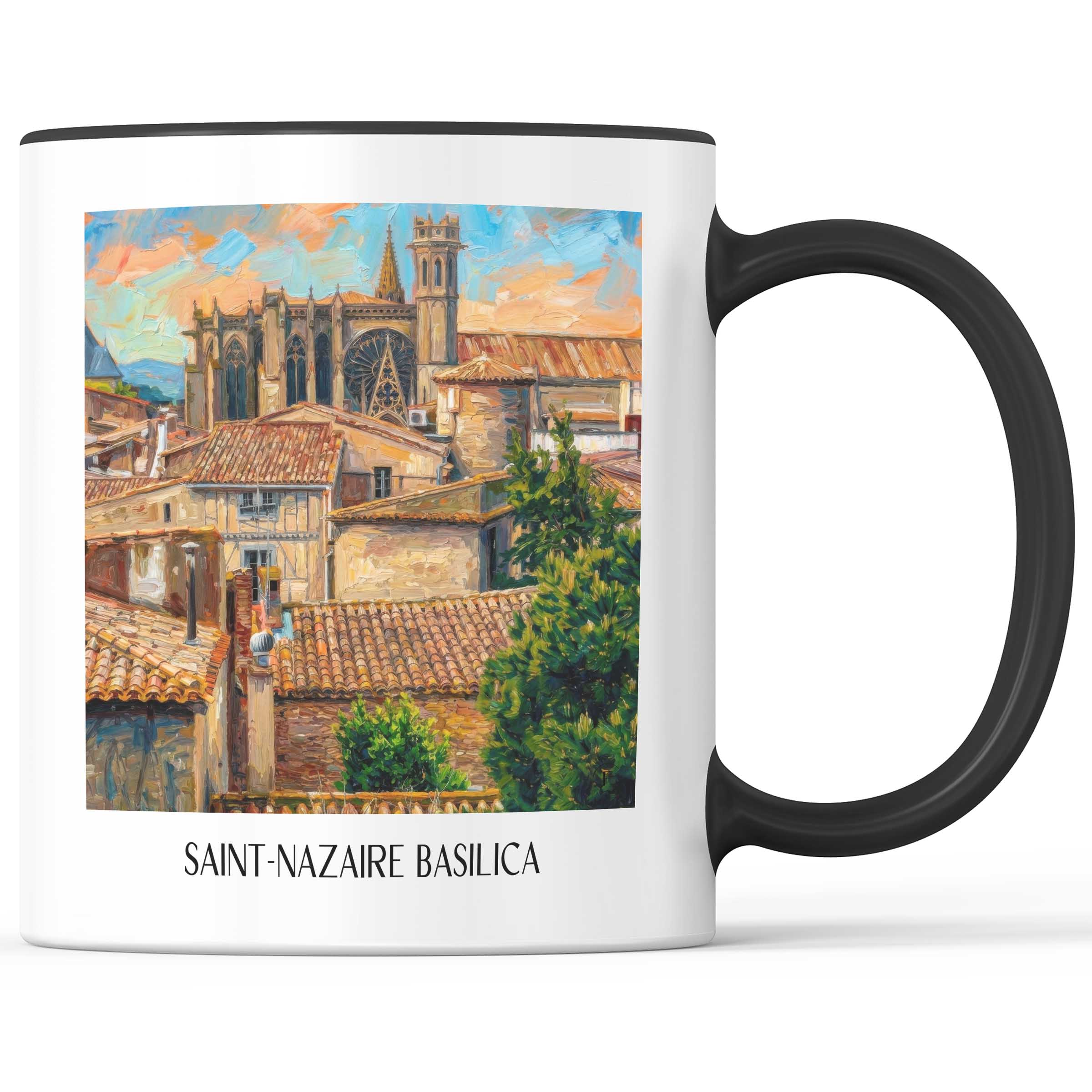 Basilique Saint-Nazaire Kaffeebecher - Carcassonne - Frankreich Becher - Kaffeetasse im Ölgemälde Stil - favplace