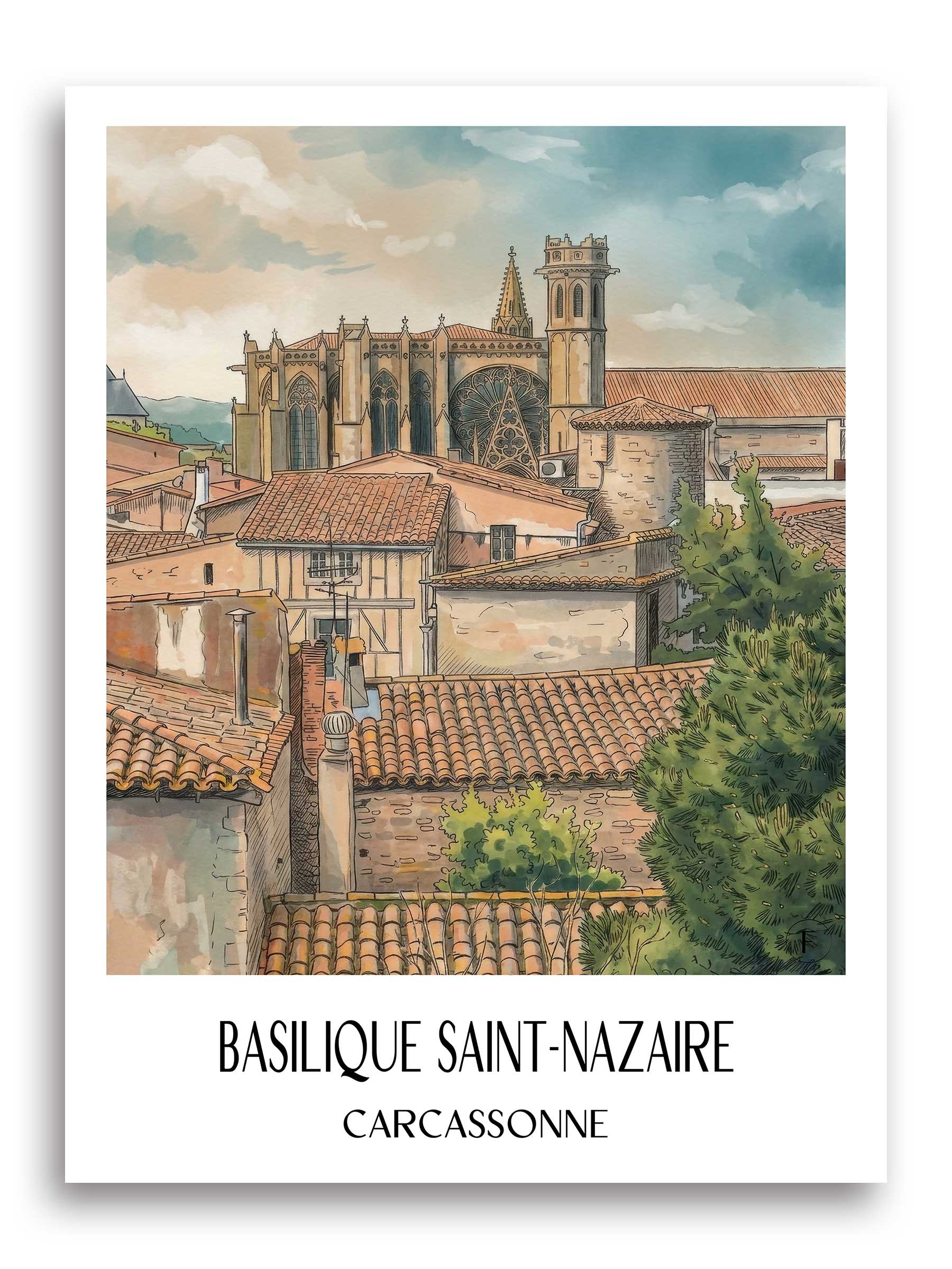 basilique-saint-nazaire-carcassonne-frankreich-poster-aquarell