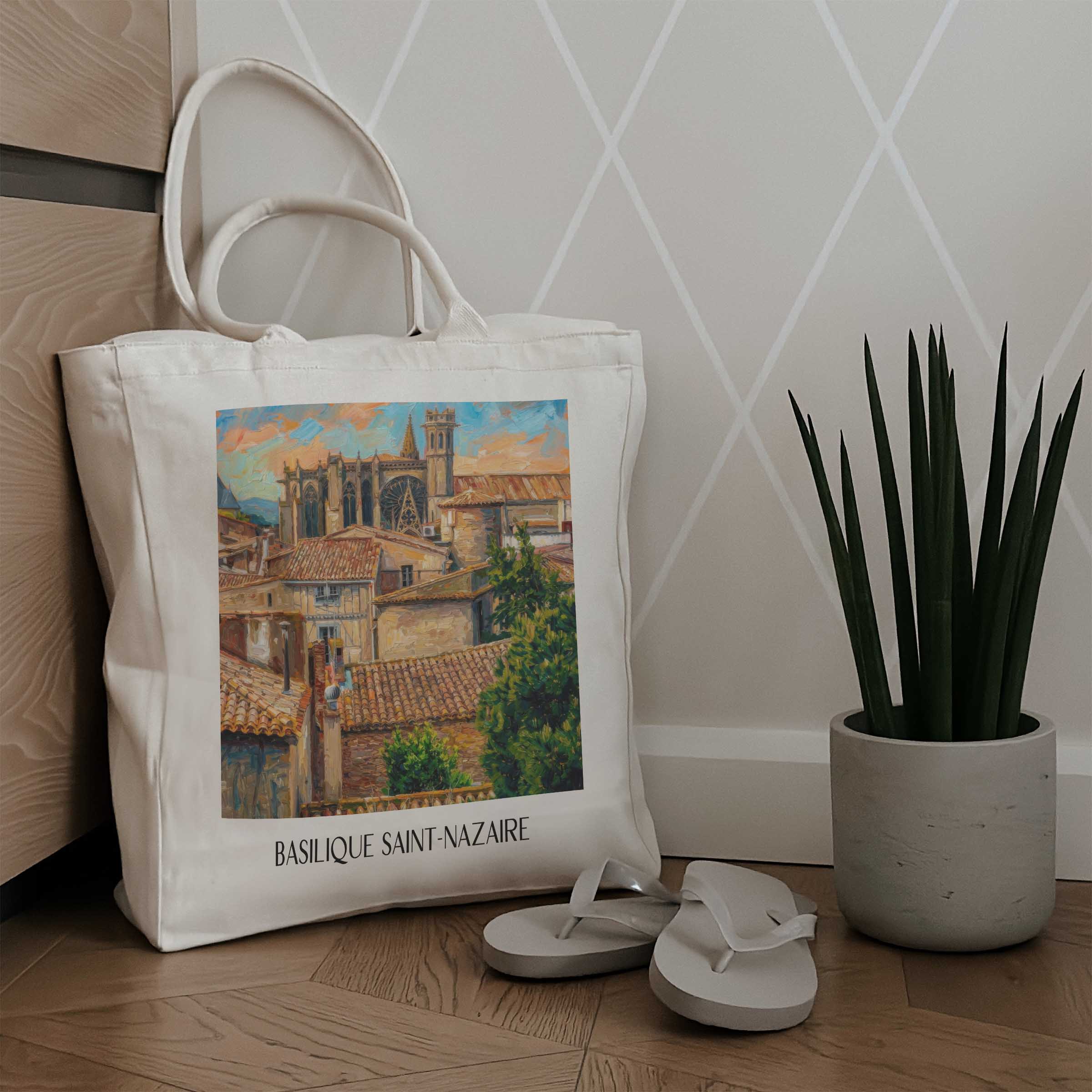 basilique-saint-nazaire-carcassonne-frankreich-einkaufstasche-oil-painting-oelgemaelde