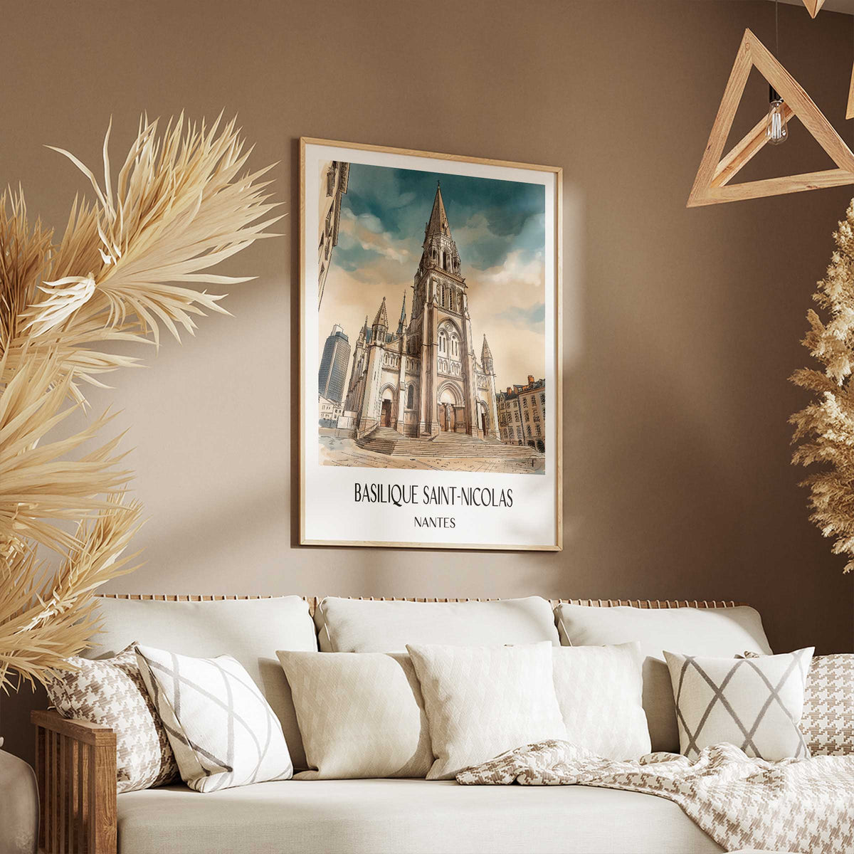 basilique-saint-nicolas-nantes-frankreich-poster-aquarell