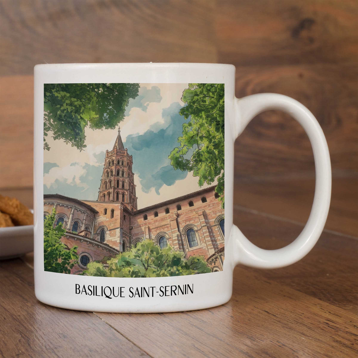 basilique-saint-sernin-toulouse-frankreich-kaffeebecher-aquarell