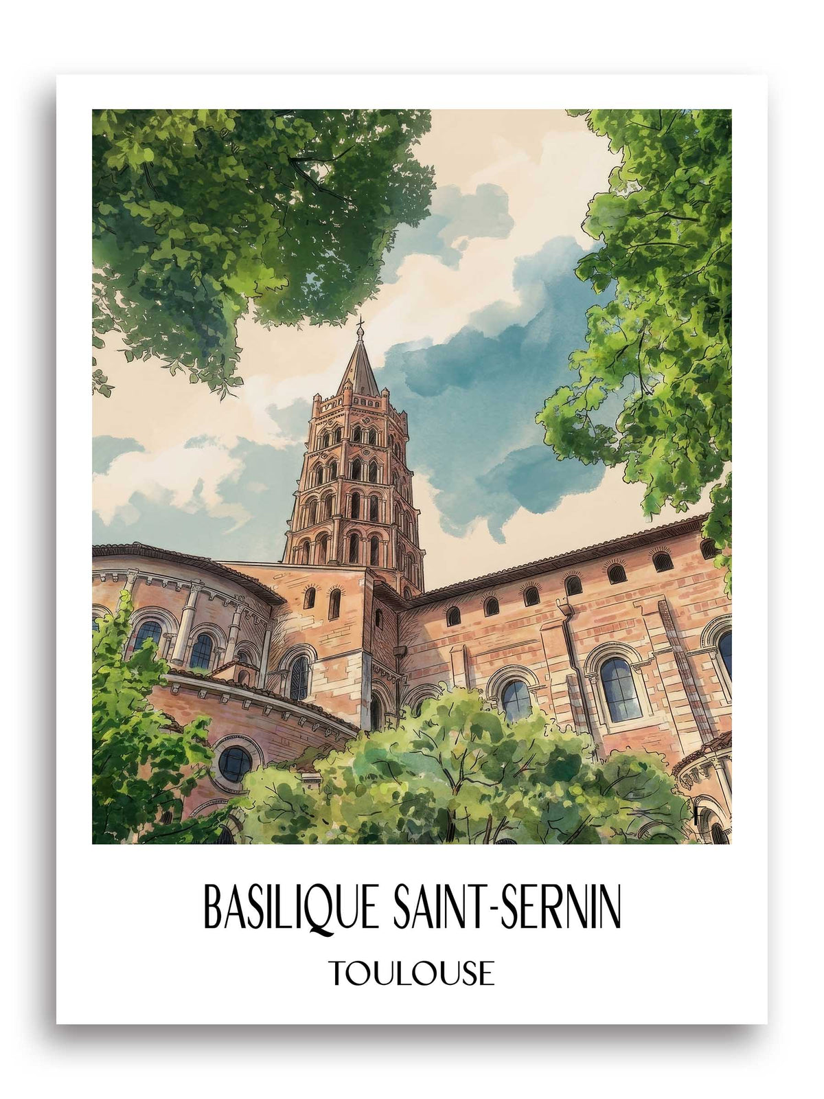 basilique-saint-sernin-toulouse-frankreich-poster-aquarell