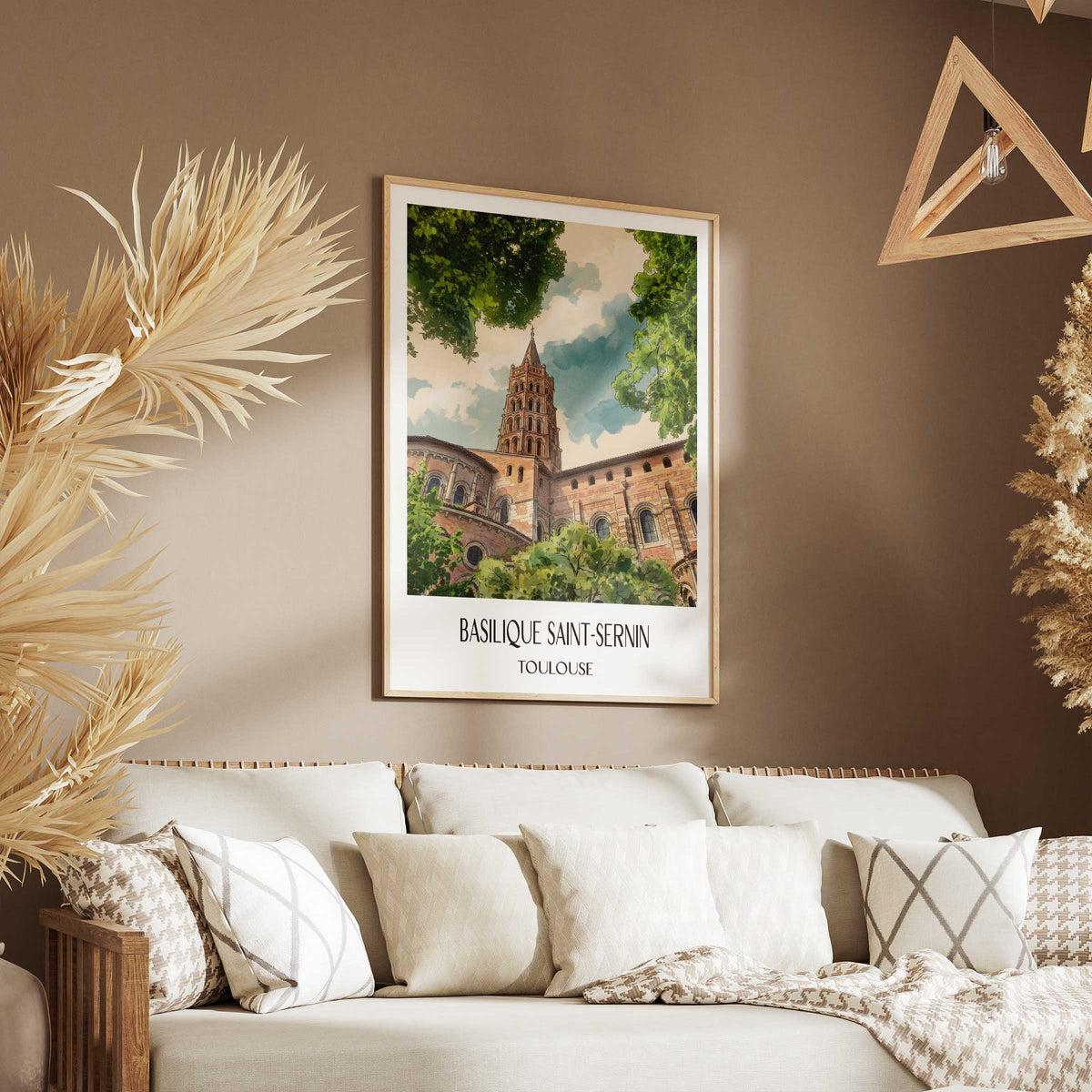 basilique-saint-sernin-toulouse-frankreich-poster-aquarell