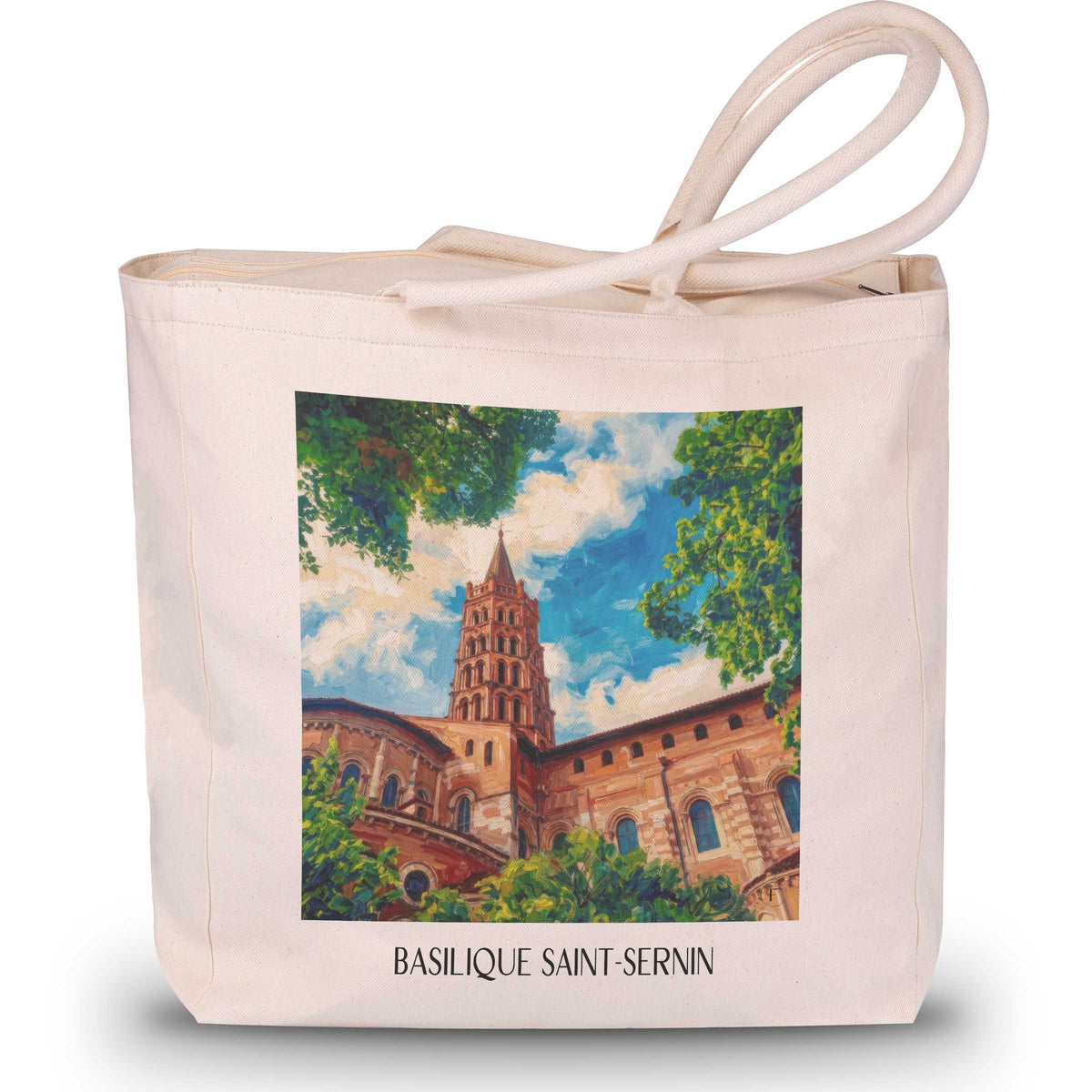basilique-saint-sernin-toulouse-frankreich-einkaufstasche-oil-painting-oelgemaelde