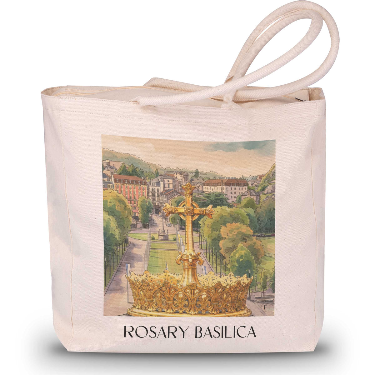 Basilique du Rosaire Shopping Tasche - Lourdes - Frankreich Tote Bag - Einkaufstasche im Aquarell Stil - favplace