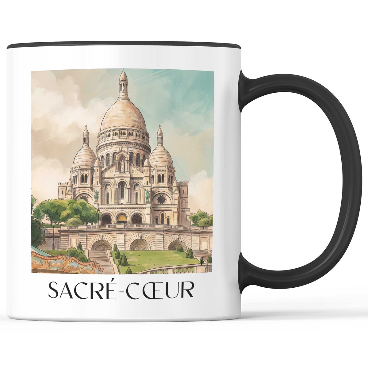 Basilique du Sacré-Cœur Kaffeebecher - Paris - Frankreich Becher - Kaffeetasse im Aquarell Stil