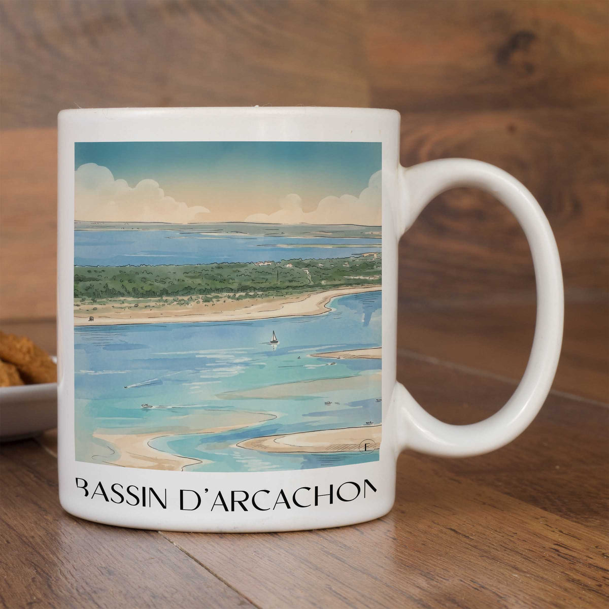 bassin-d'arcachon-gironde-frankreich-kaffeebecher-aquarell