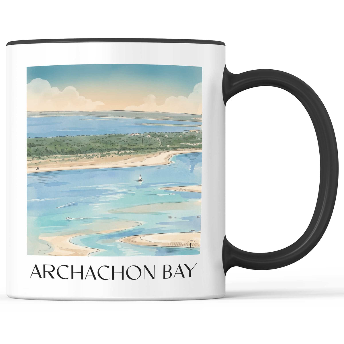 Bassin d'Arcachon Kaffeebecher - Gironde - Frankreich Becher - Kaffeetasse im Aquarell Stil - favplace