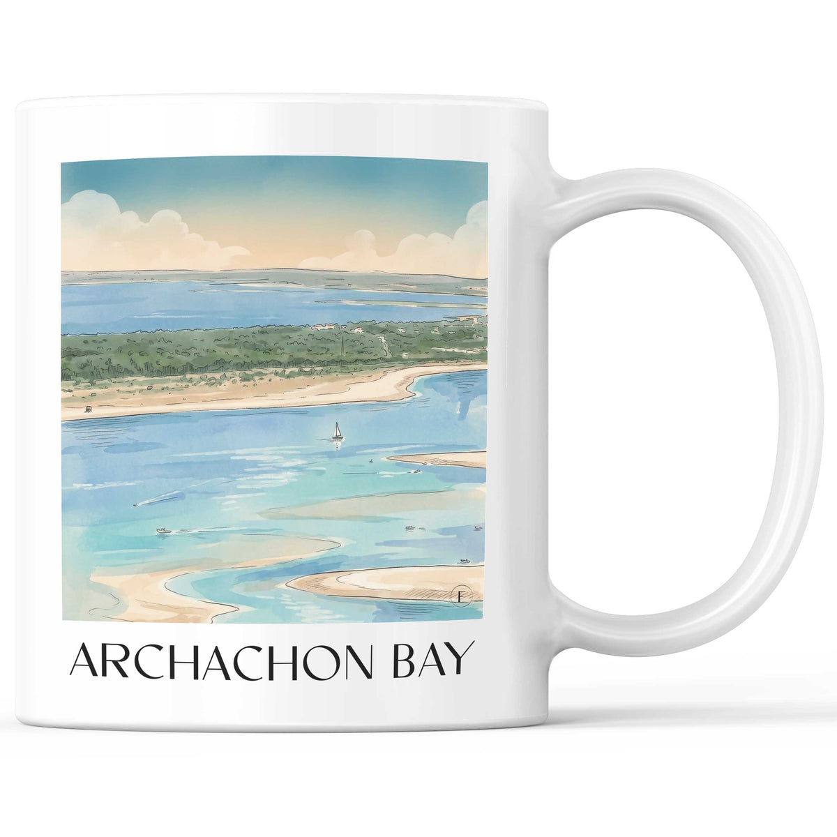 Bassin d'Arcachon Kaffeebecher - Gironde - Frankreich Becher - Kaffeetasse im Aquarell Stil - favplace