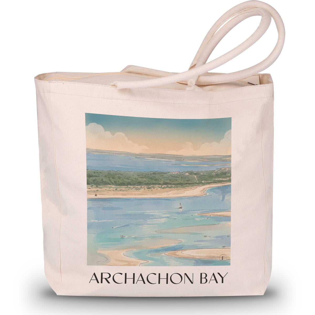 Bassin d'Arcachon Shopping Tasche - Gironde - Frankreich Tote Bag - Einkaufstasche im Aquarell Stil - favplace