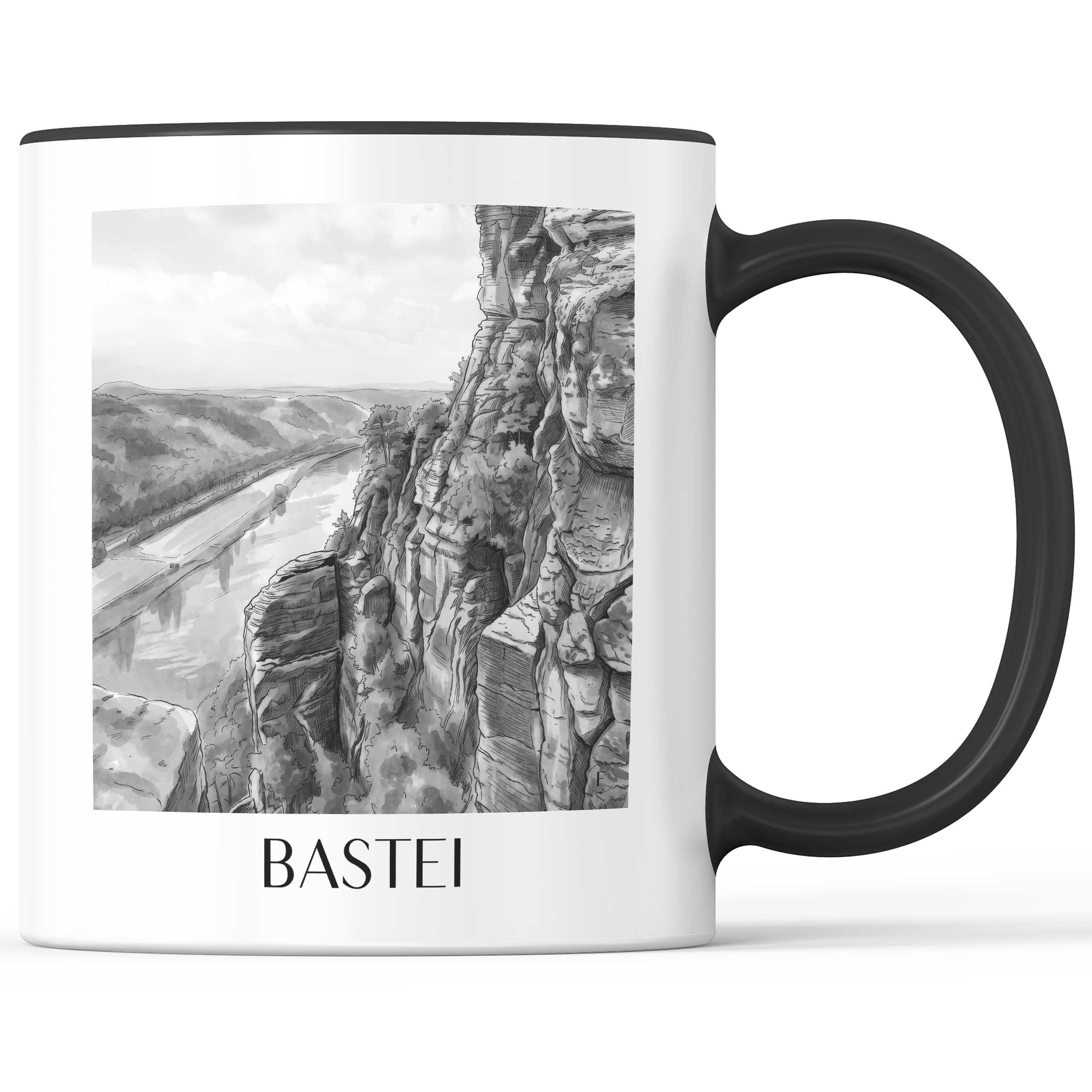 bastei-sächsische-schweiz-deutschland-kaffeebecher-aquarell-schwarz-weiss