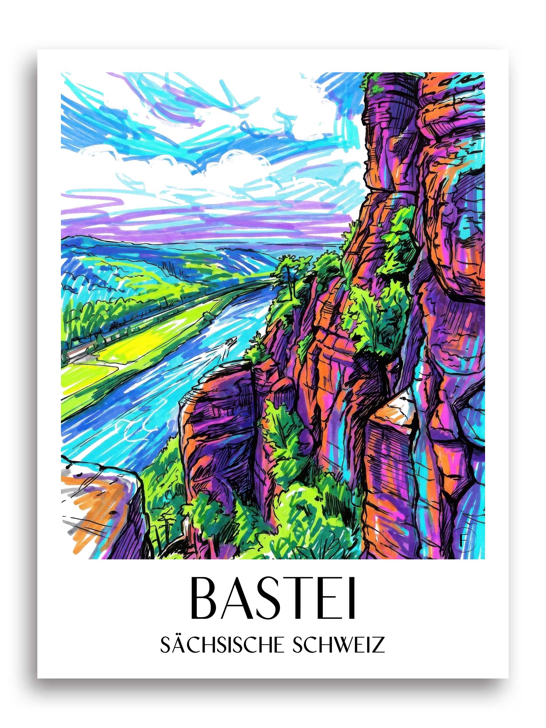 bastei-sächsische-schweiz-deutschland-poster-graffiti