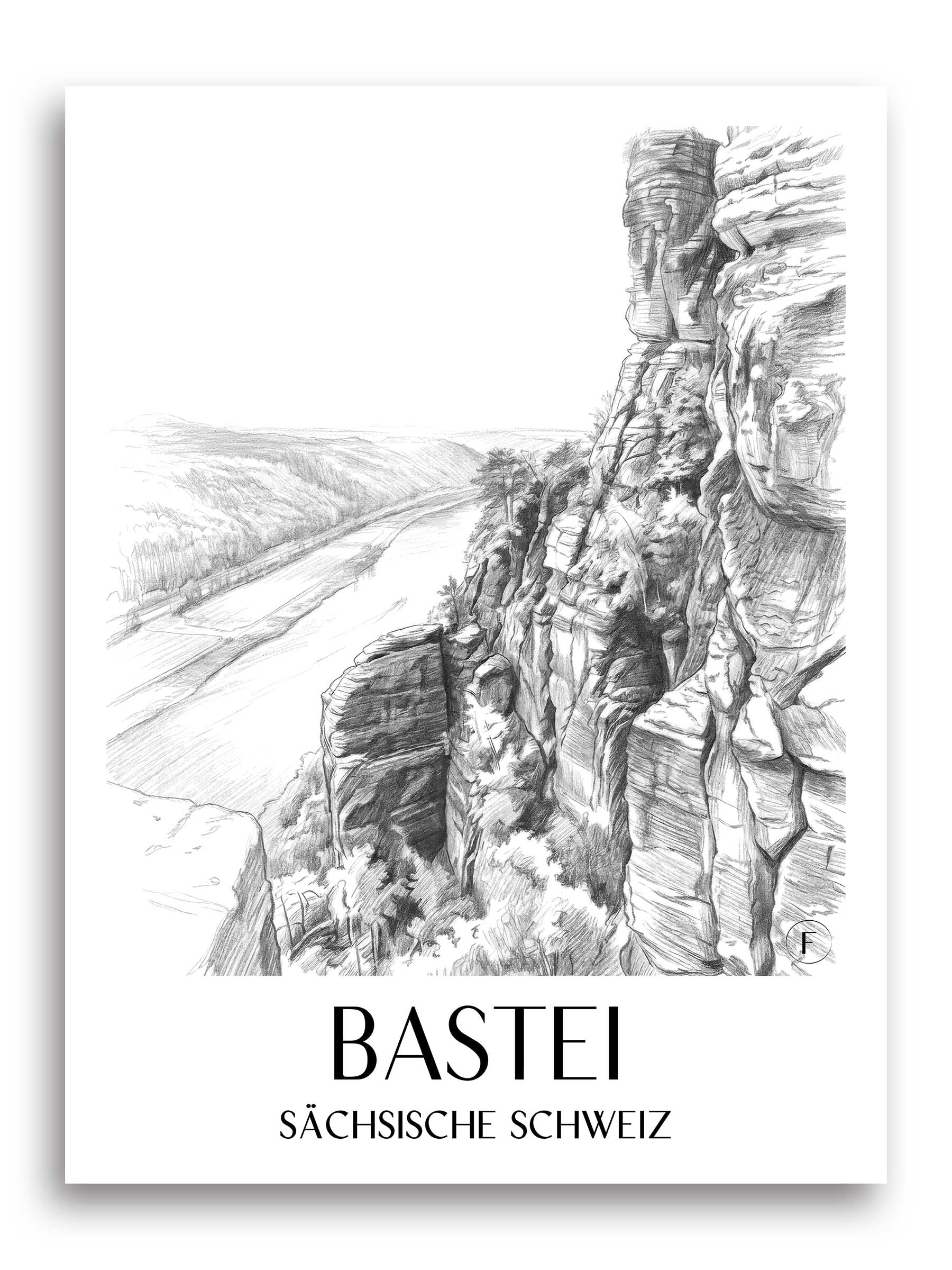 bastei-sächsische-schweiz-deutschland-poster-bleistift-zeichnung-drawing