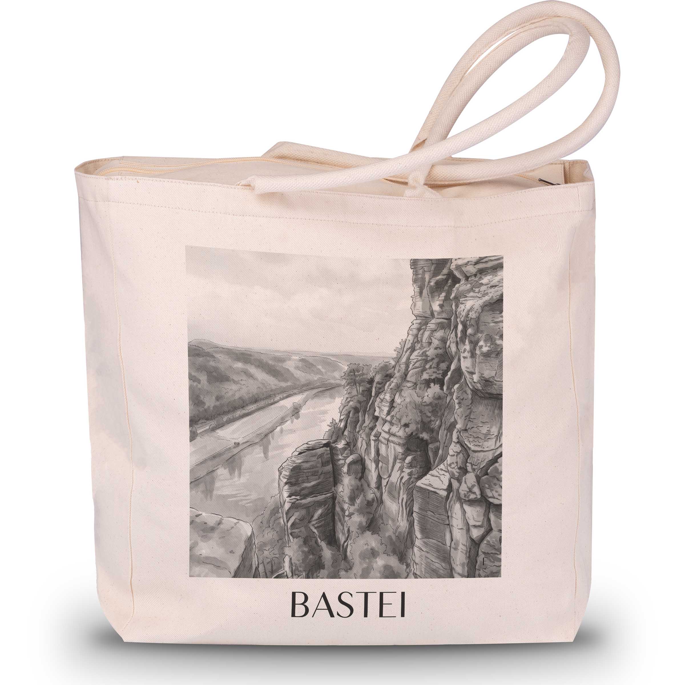 bastei-sächsische-schweiz-deutschland-einkaufstasche-aquarell-schwarz-weiss