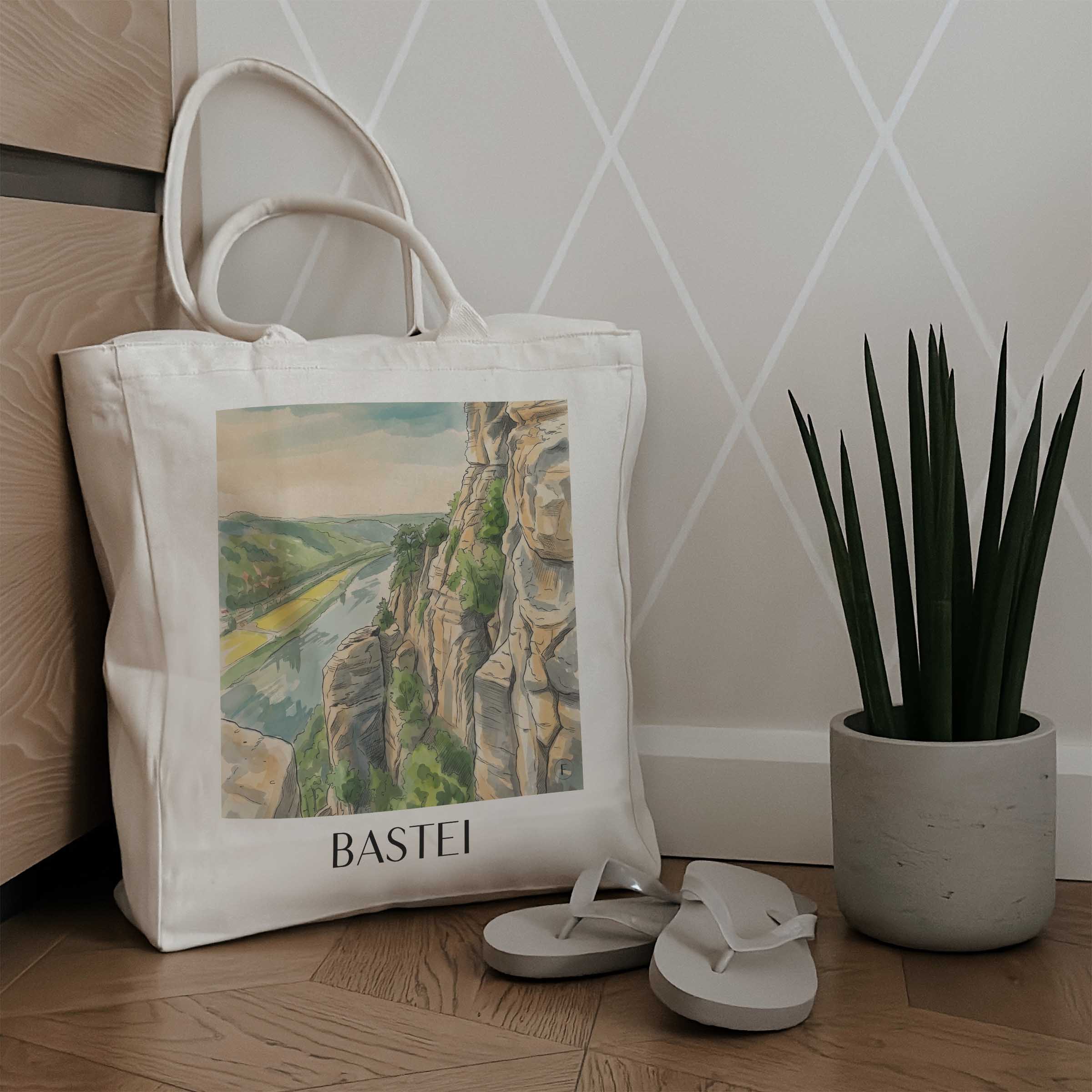 bastei-sächsische-schweiz-deutschland-einkaufstasche-aquarell