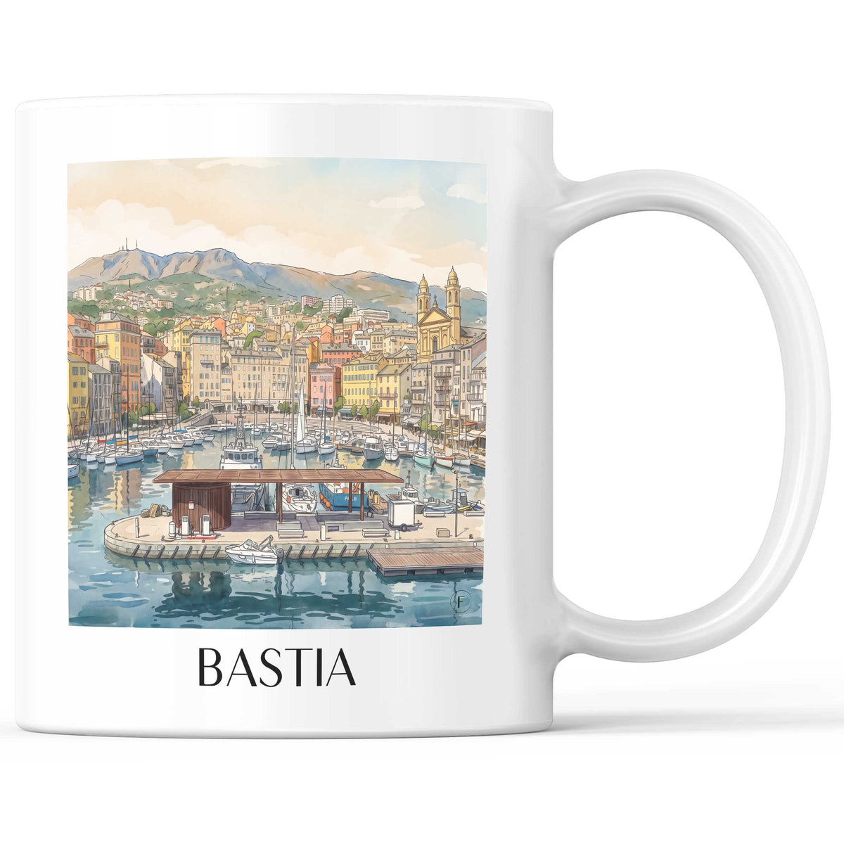 Bastia Kaffeebecher - Korsika - Frankreich Becher - Kaffeetasse im Aquarell Stil - favplace