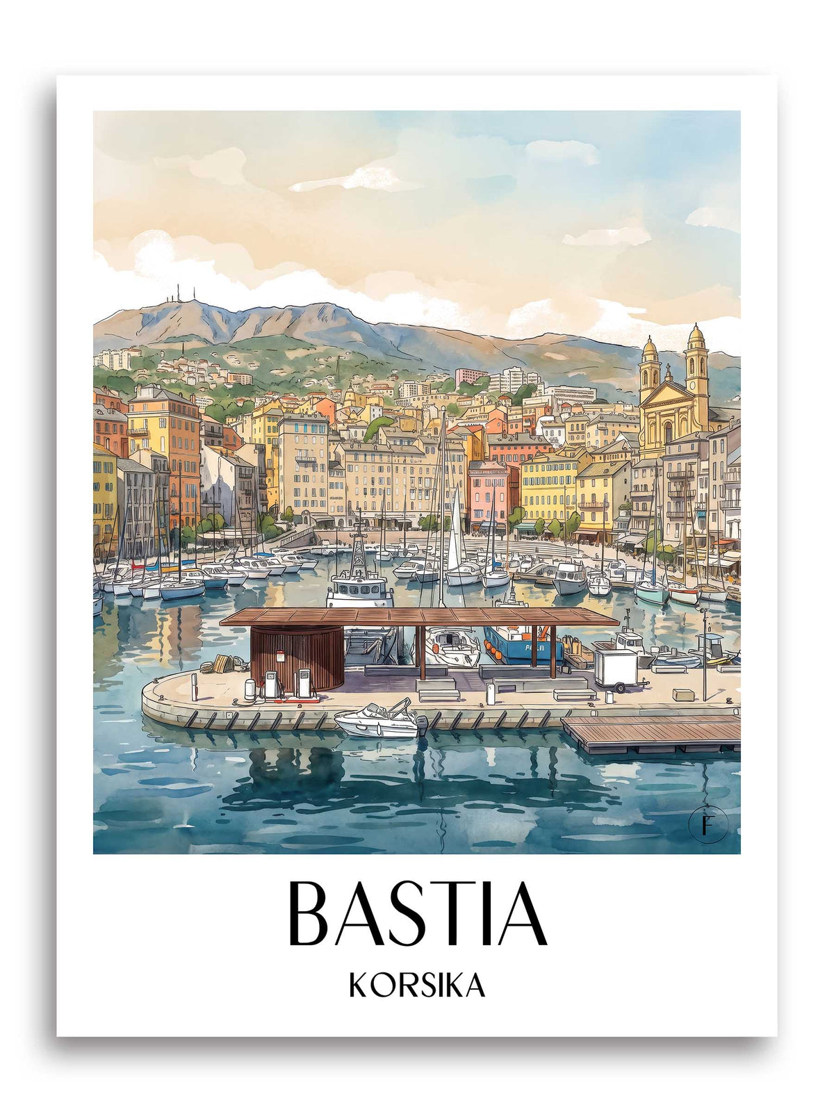 bastia-korsika-frankreich-poster-aquarell