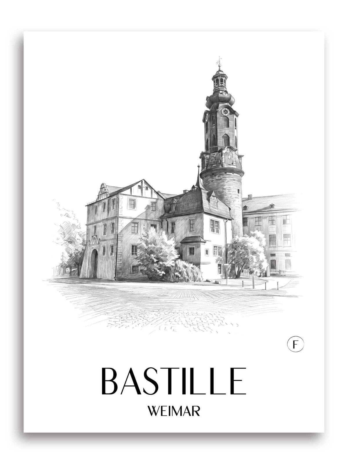 bastille-weimar-deutschland-poster-bleistift-zeichnung-drawing