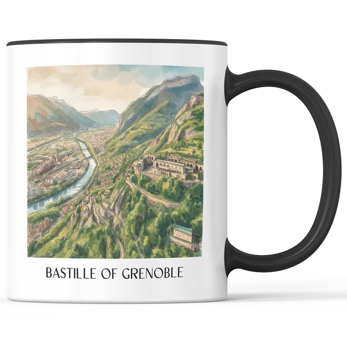 Bastille de Grenoble Kaffeebecher - Isère - Frankreich Becher - Kaffeetasse im Aquarell Stil - favplace