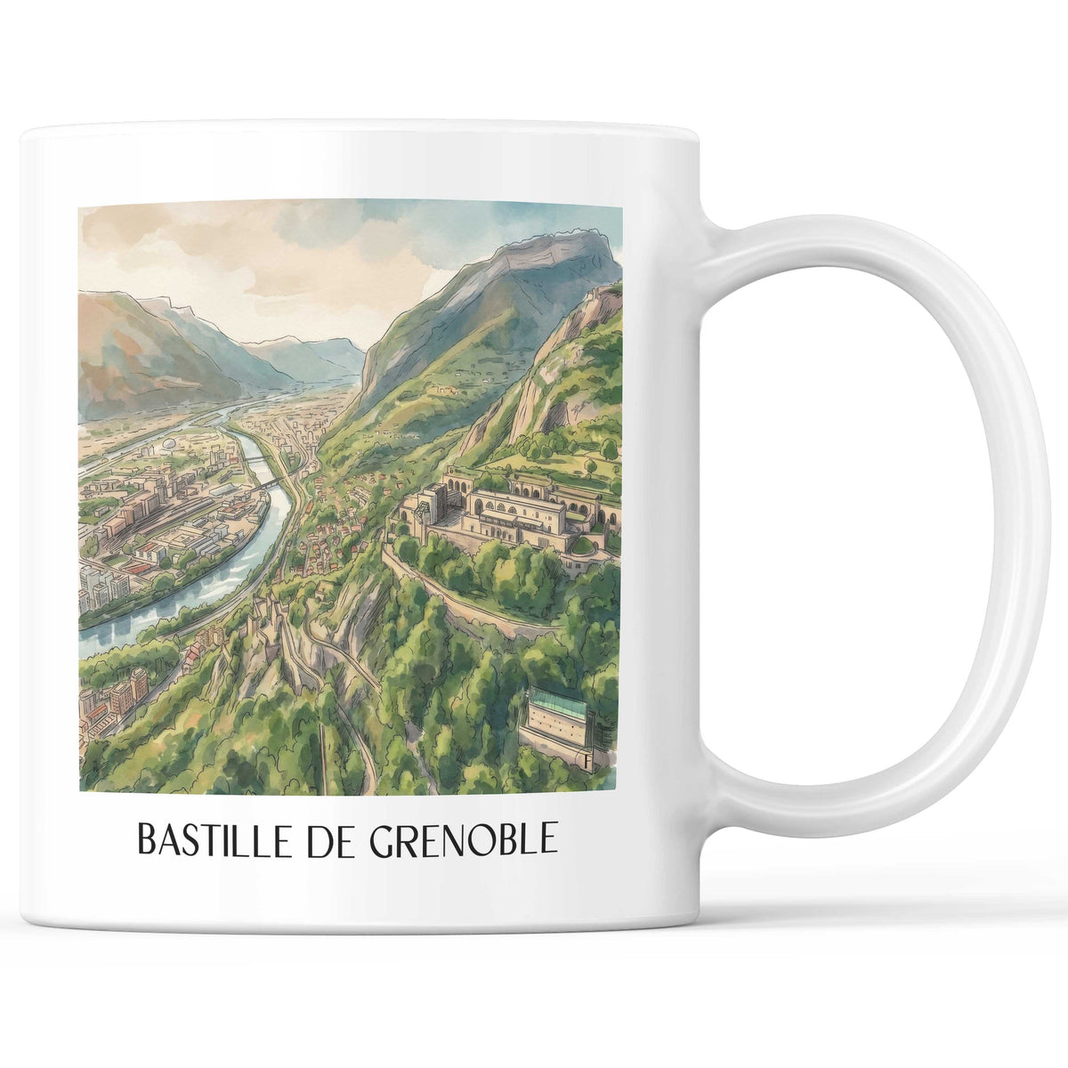 Bastille de Grenoble Kaffeebecher - Isère - Frankreich Becher - Kaffeetasse im Aquarell Stil - favplace