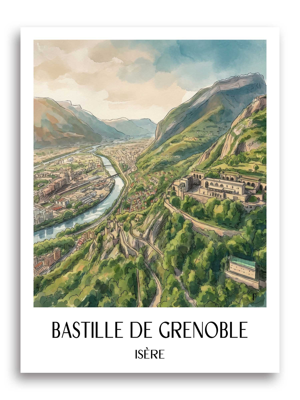 bastille-de-grenoble-isère-frankreich-poster-aquarell