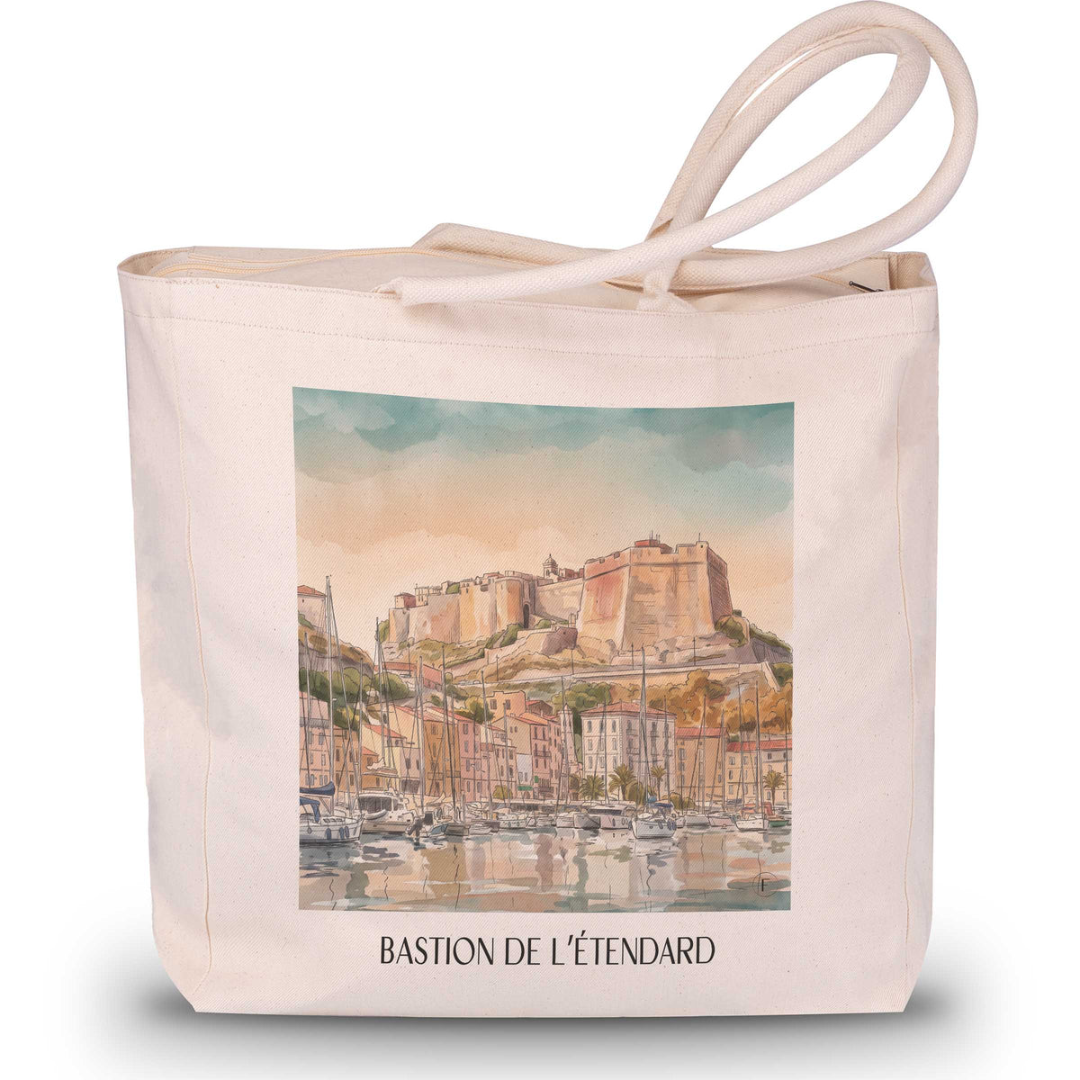 bastion-de-l’étendard-bonifacio-frankreich-einkaufstasche-aquarell