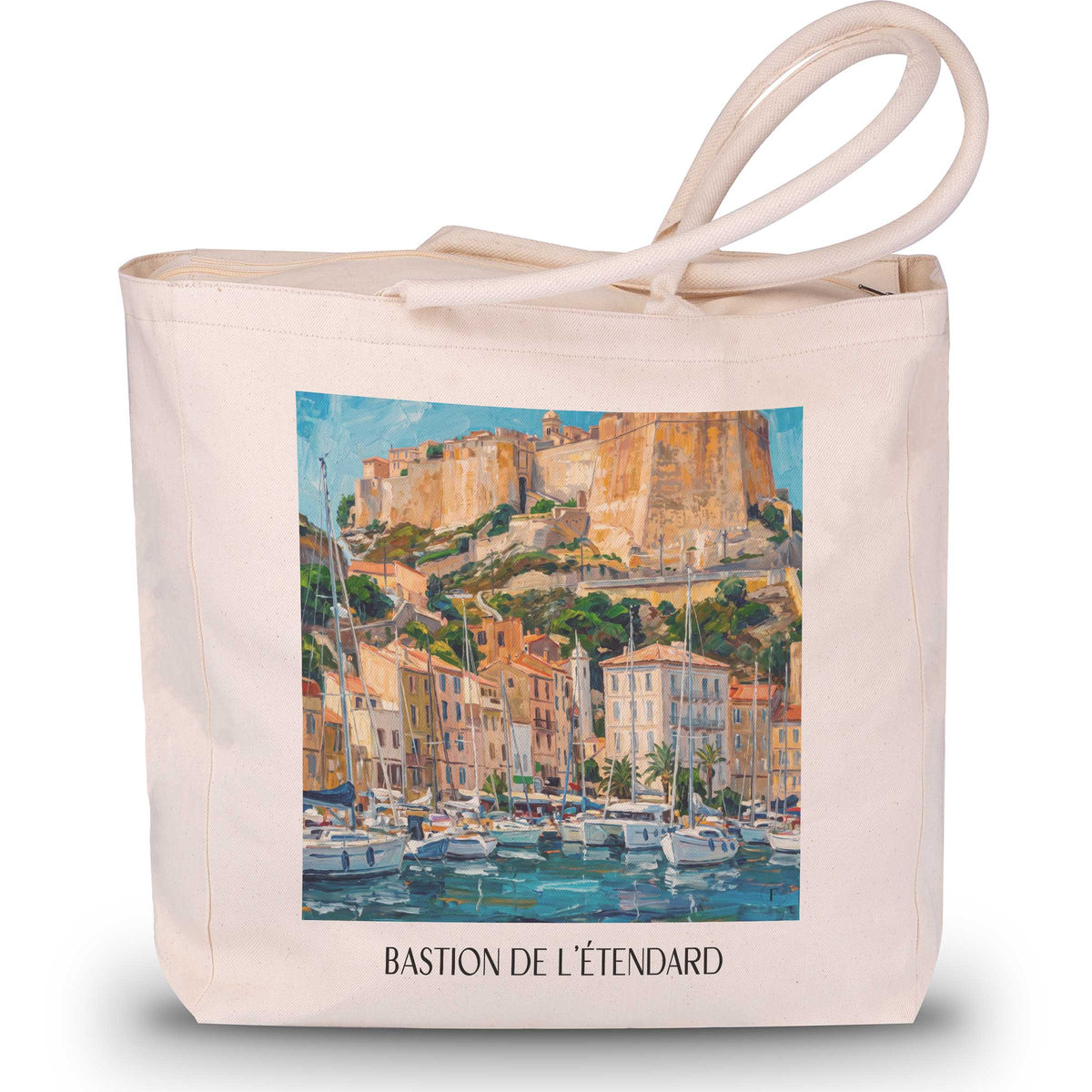 Bastion de l’Étendard Shopping Tasche - Bonifacio - Frankreich Tote Bag - Einkaufstasche im Ölgemälde Stil