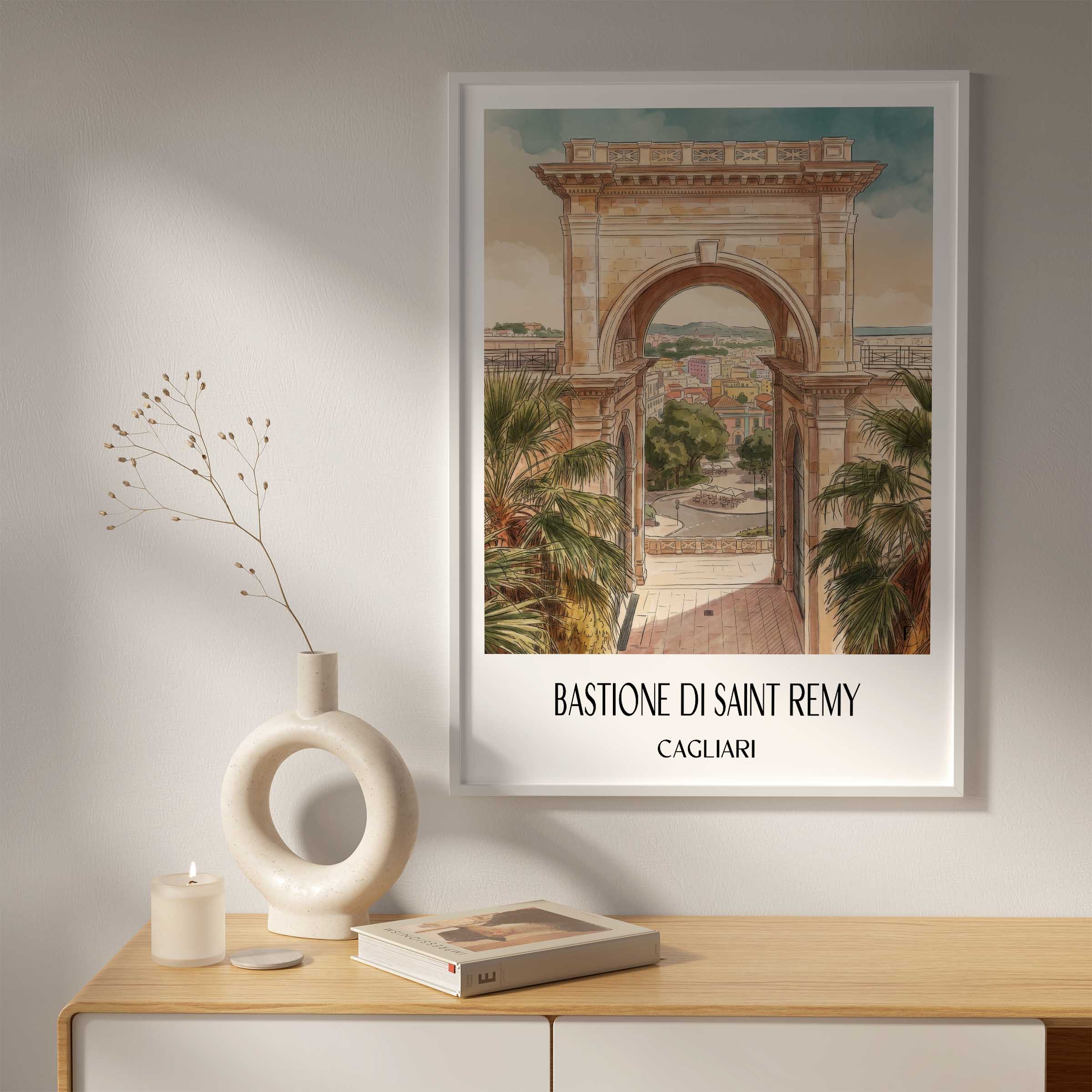 bastione-di-saint-remy-cagliari-italien-poster-aquarell