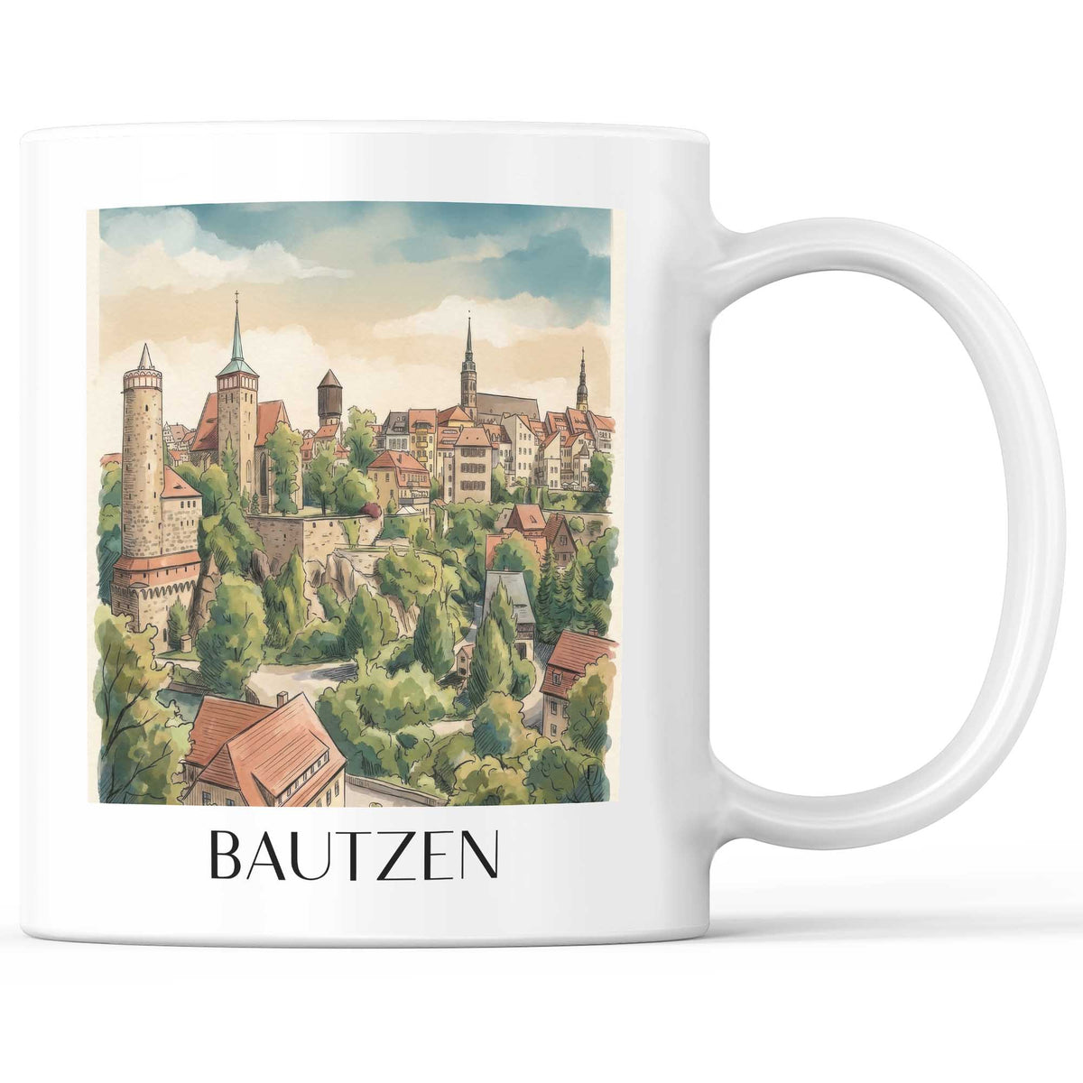 Bautzen Kaffeebecher - Oberlausitz - Deutschland Becher - Kaffeetasse im Aquarell Stil - favplace