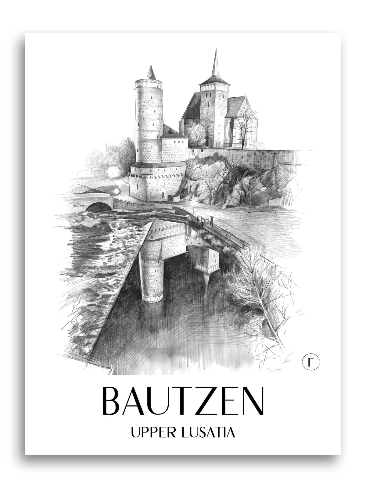 Bautzen Poster - Oberlausitz - Deutschland Kunstdruck - Zeichnung von A4 bis A1