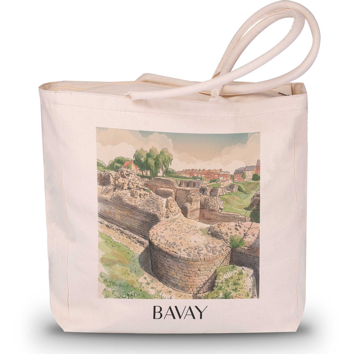 Bavay Shopping Tasche - Nord - Frankreich Tote Bag - Einkaufstasche im Aquarell Stil