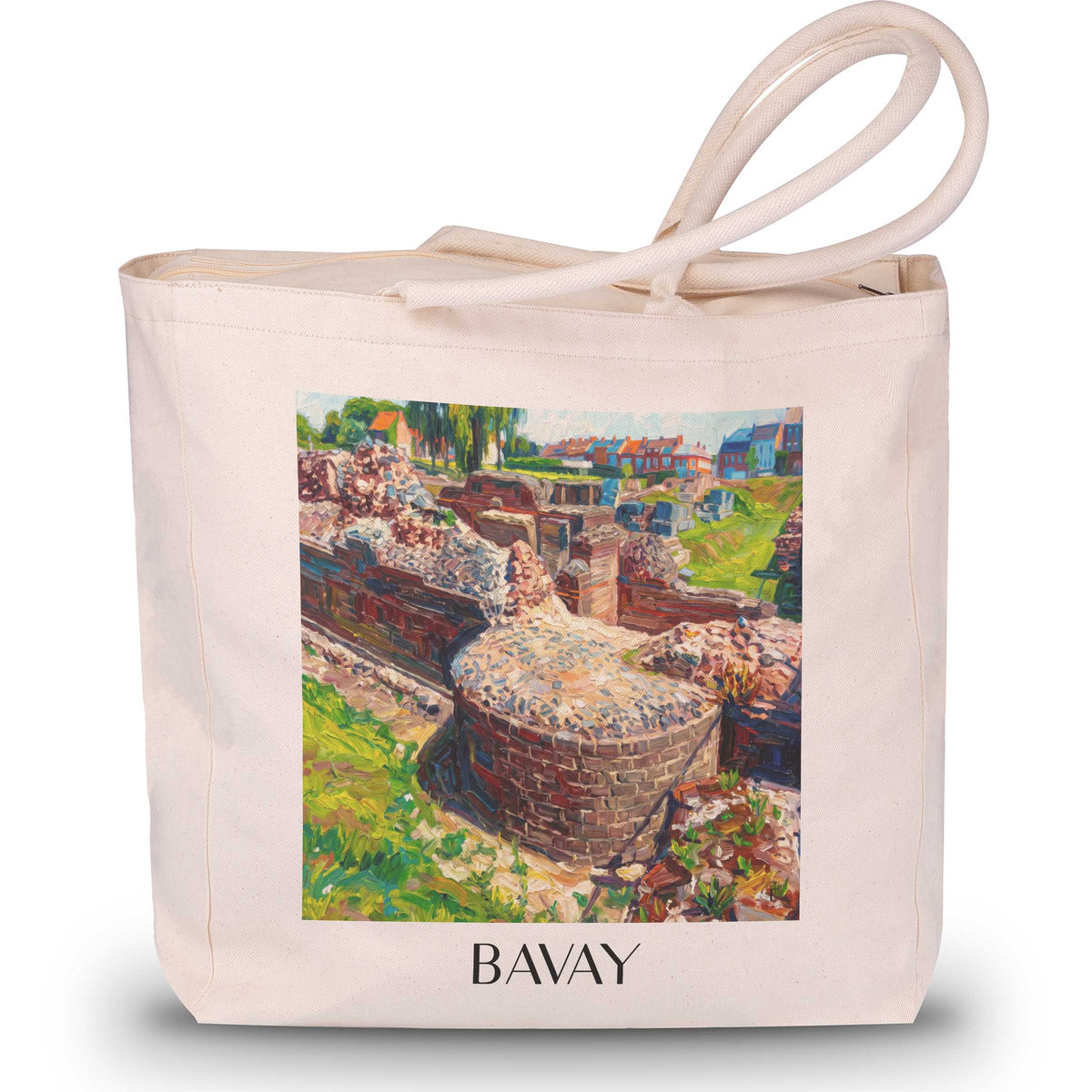 Bavay Shopping Tasche - Nord - Frankreich Tote Bag - Einkaufstasche im Ölgemälde Stil