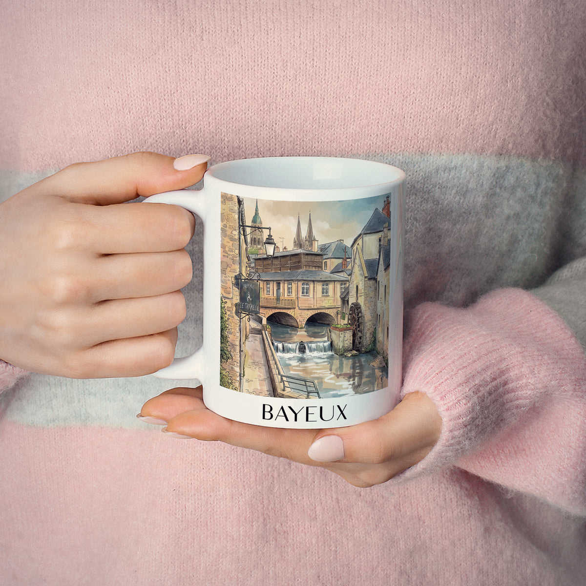 bayeux-calvados-frankreich-kaffeebecher-aquarell