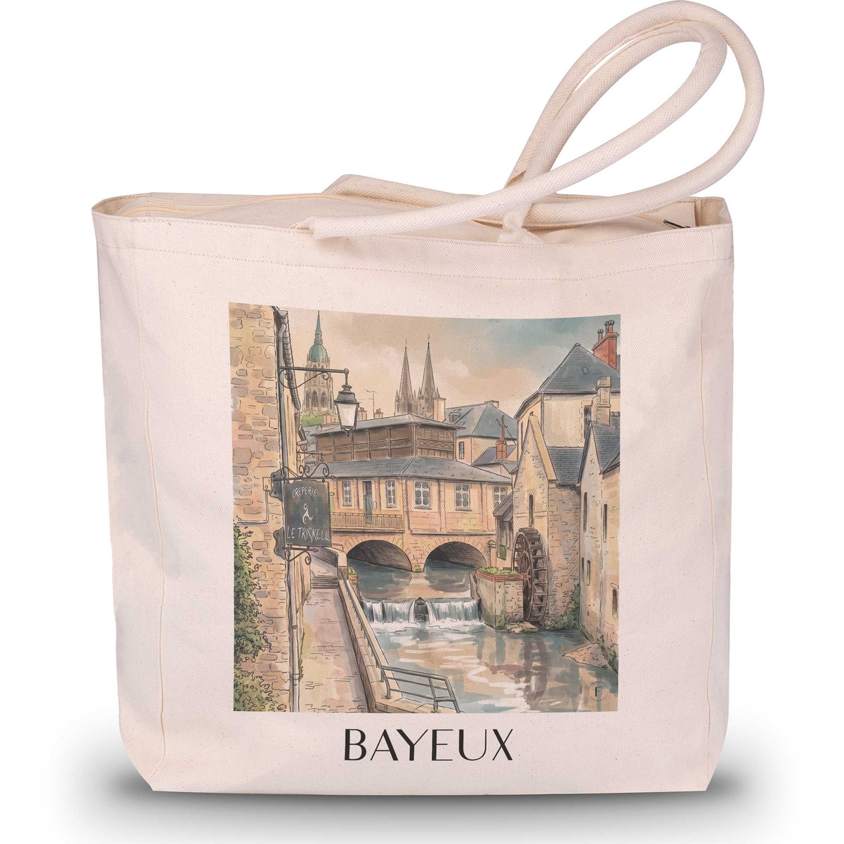 Bayeux Shopping Tasche - Calvados - Frankreich Tote Bag - Einkaufstasche im Aquarell Stil - favplace