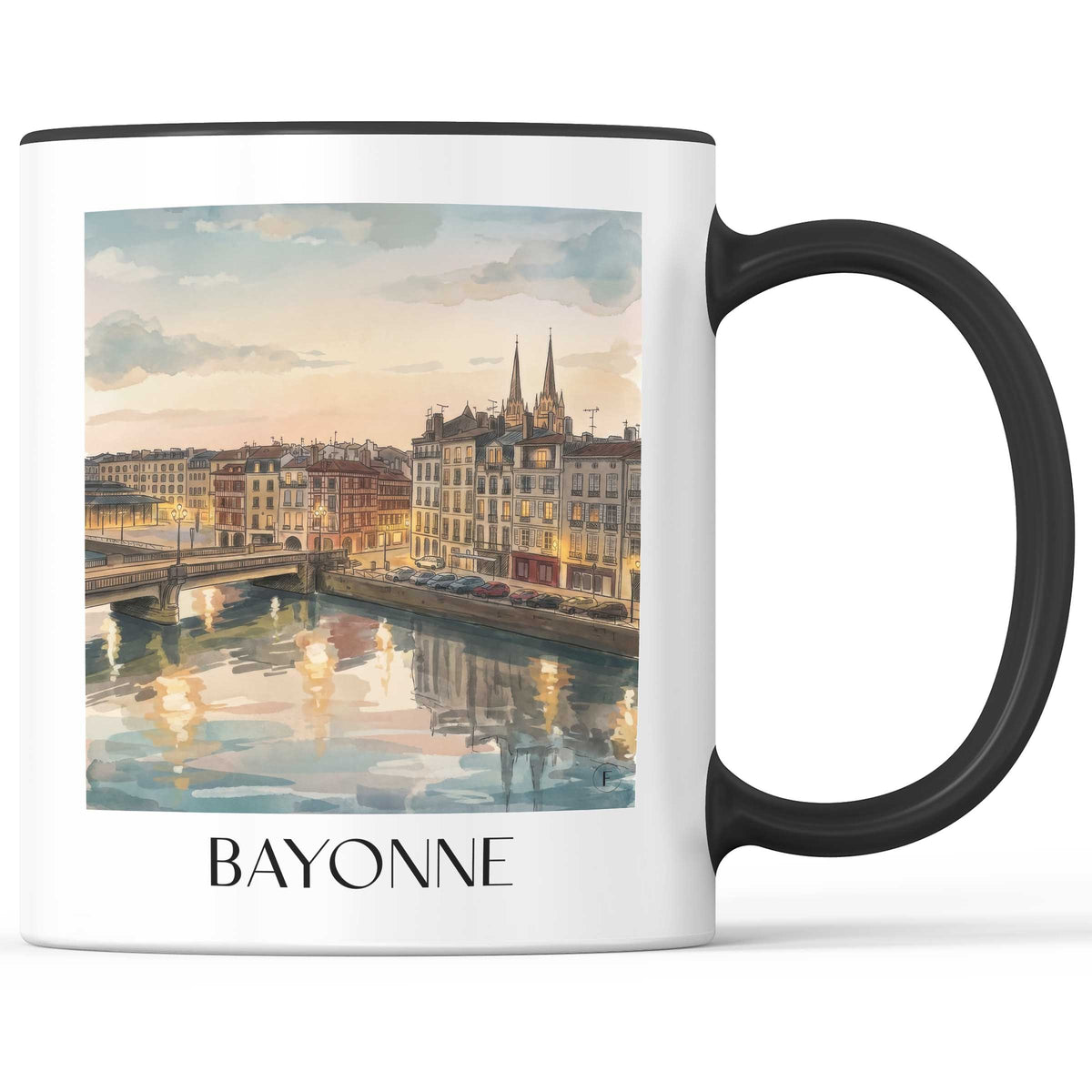 bayonne-pays-basque-frankreich-kaffeebecher-aquarell
