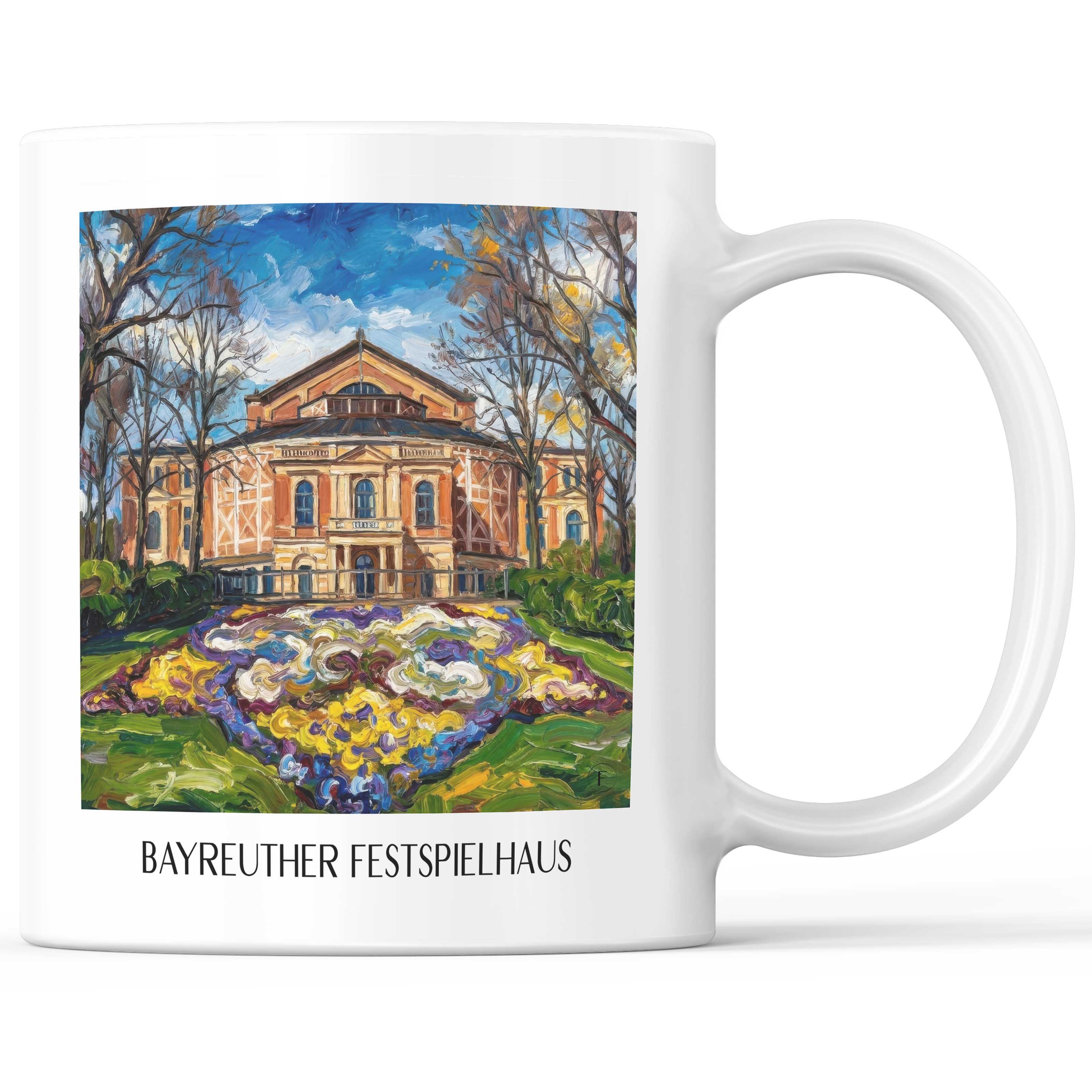 Bayreuther Festspielhaus Kaffeebecher - Oberfranken - Deutschland Becher - Kaffeetasse im Ölgemälde Stil - favplace