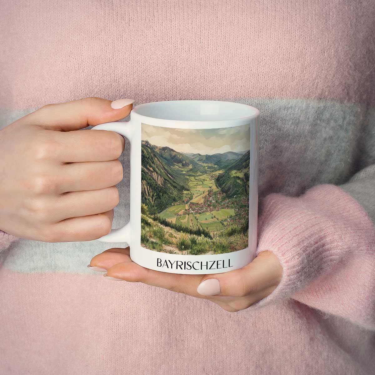 bayrischzell-wendelstein-deutschland-kaffeebecher-aquarell