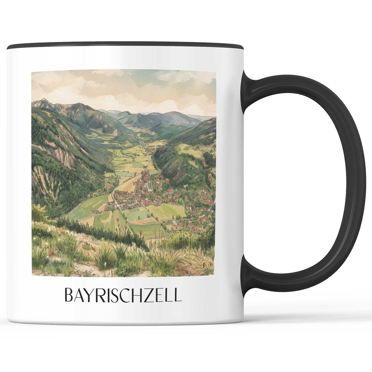 Bayrischzell Kaffeebecher - Wendelstein - Deutschland Becher - Kaffeetasse im Aquarell Stil - favplace