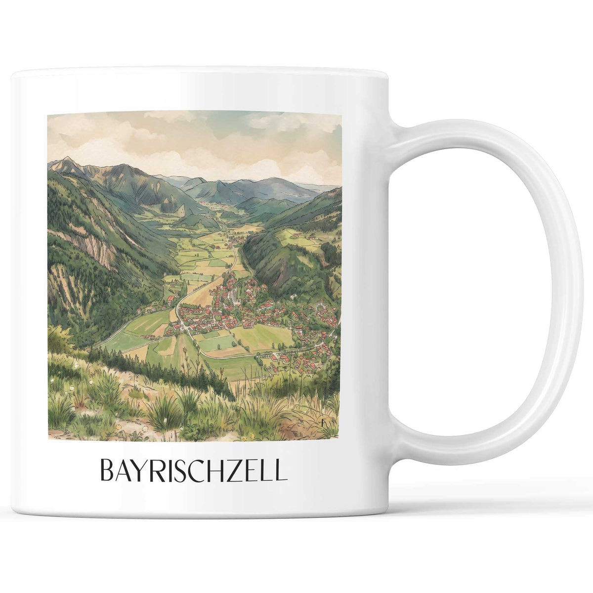 Bayrischzell Kaffeebecher - Wendelstein - Deutschland Becher - Kaffeetasse im Aquarell Stil - favplace
