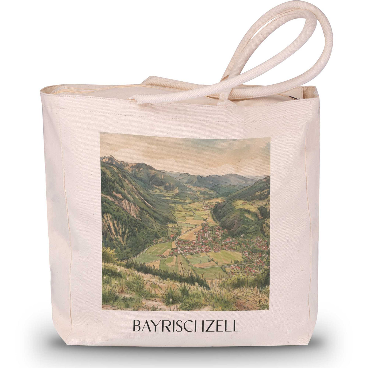 bayrischzell-wendelstein-deutschland-einkaufstasche-aquarell