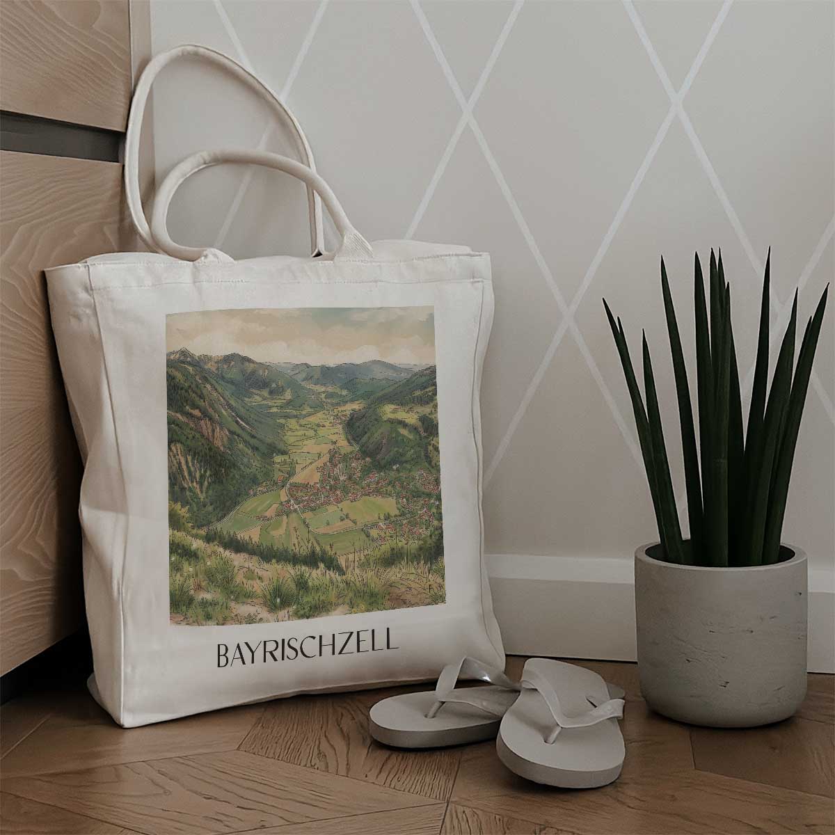 bayrischzell-wendelstein-deutschland-einkaufstasche-aquarell