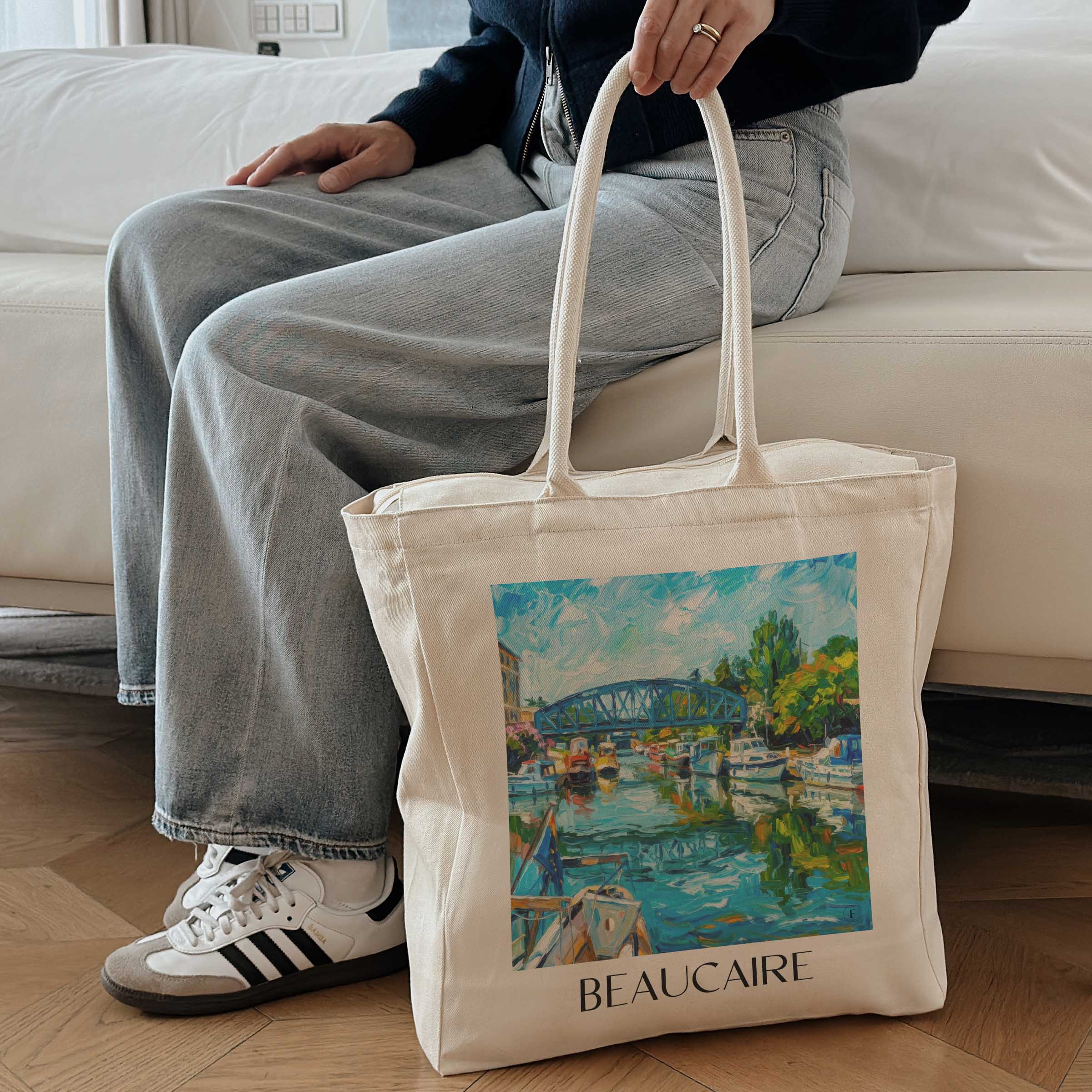 beaucaire-provence-frankreich-einkaufstasche-oil-painting-oelgemaelde